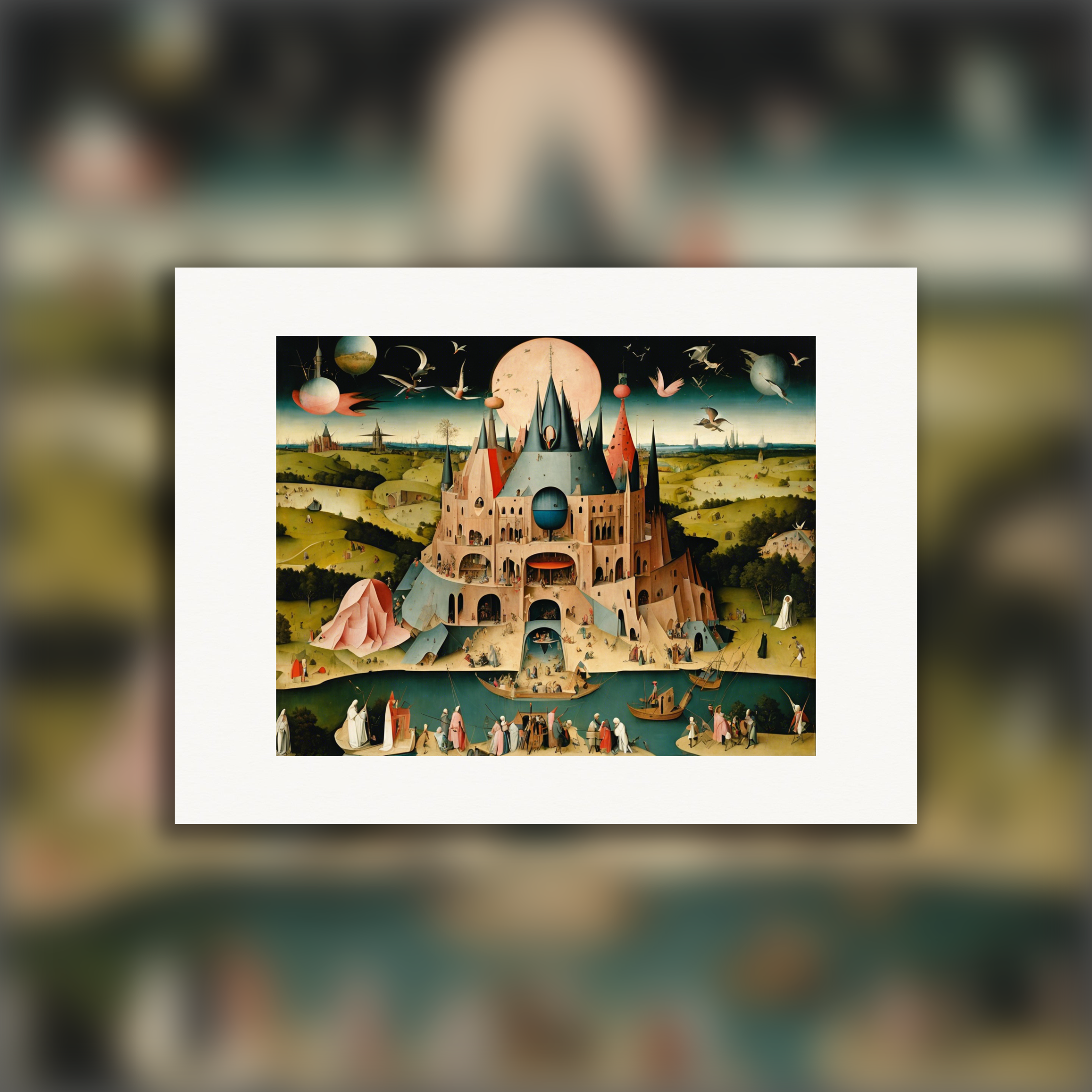 Moral allegories and chaotic visions of heaven and hell, brutalist architecture - Poster