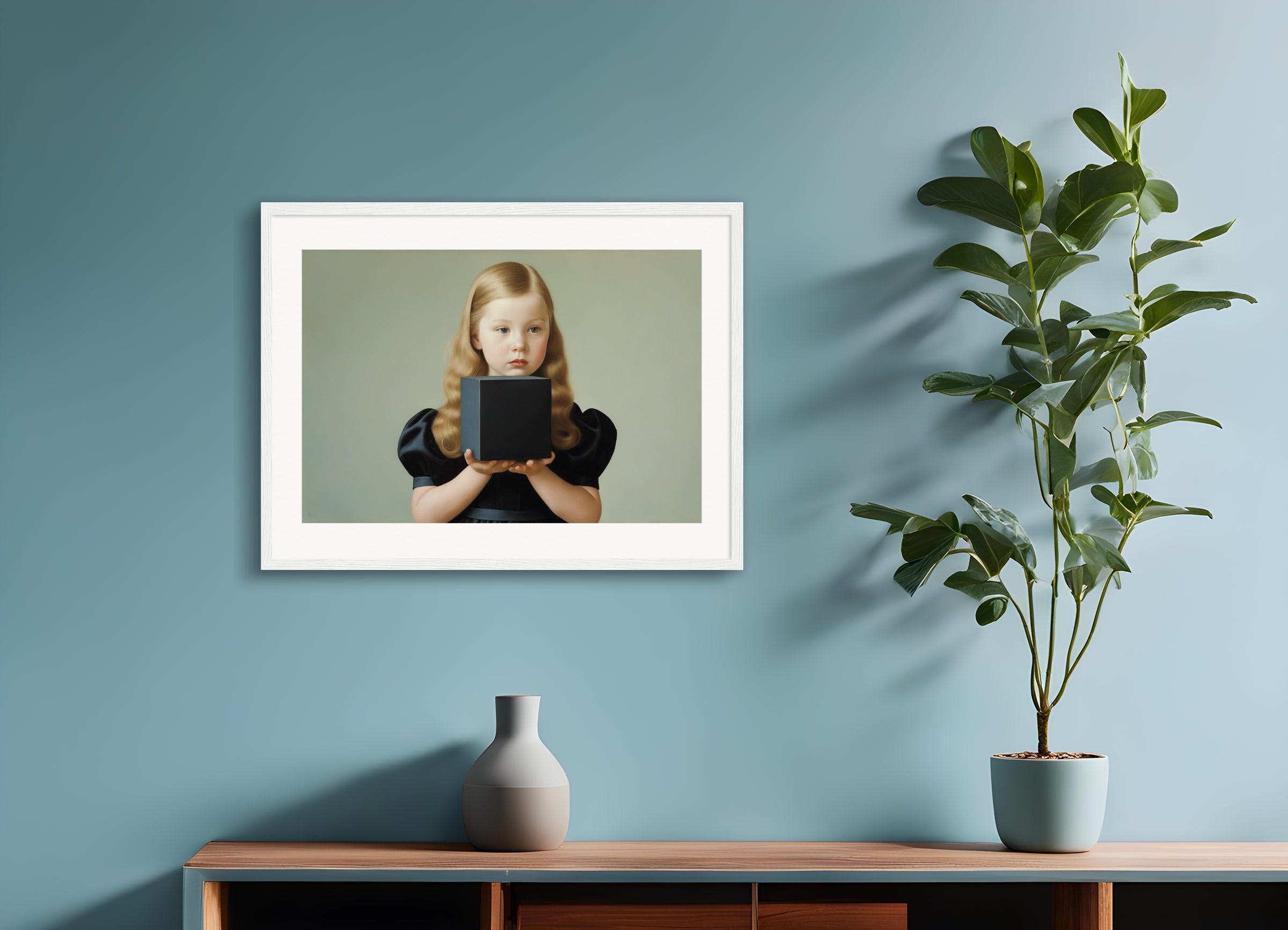 Juliste puukehyksellä: Lasten muodolliset muotokuvat aatelismäisellä jäykkyydellä,