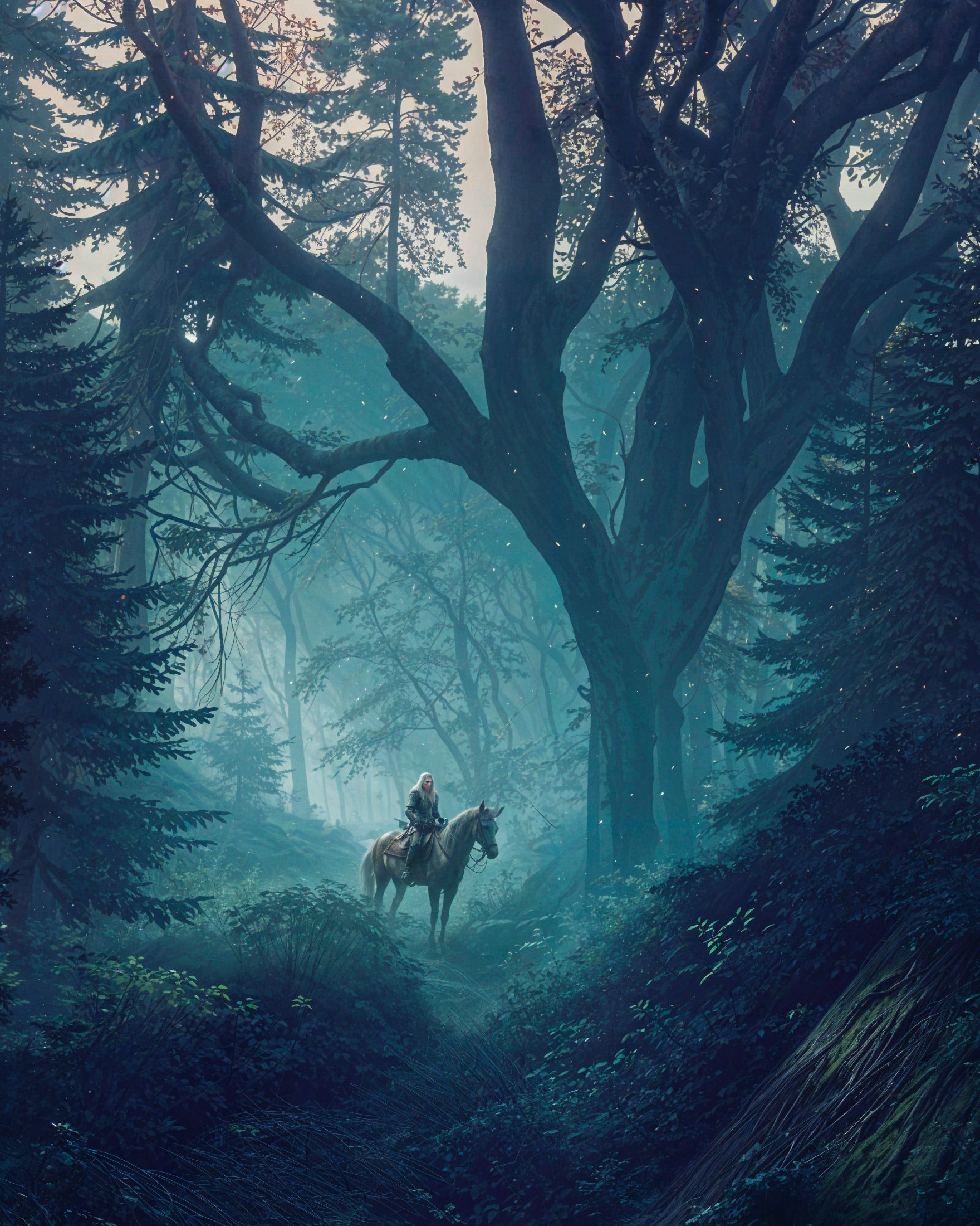 The Witcher, dark forest, fan art - Poster