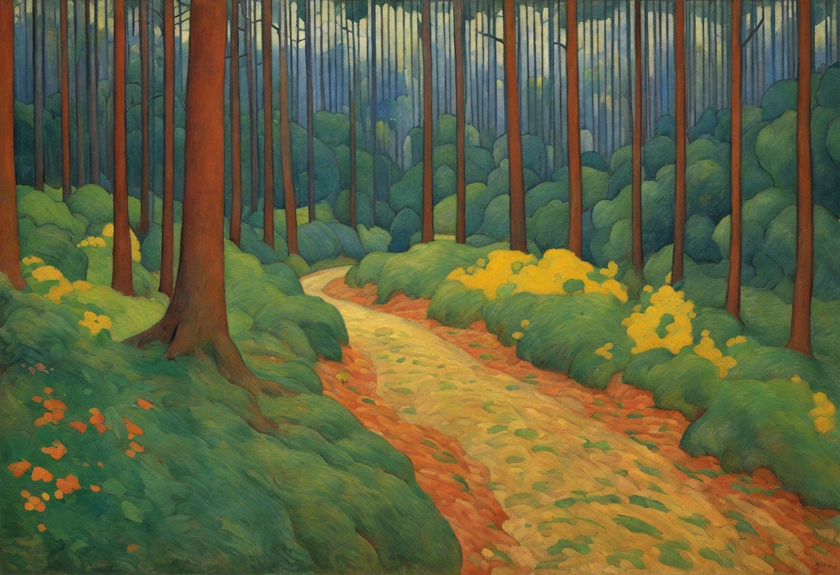 Symbolism with bright colors and simplified shapes, Forest - Poster