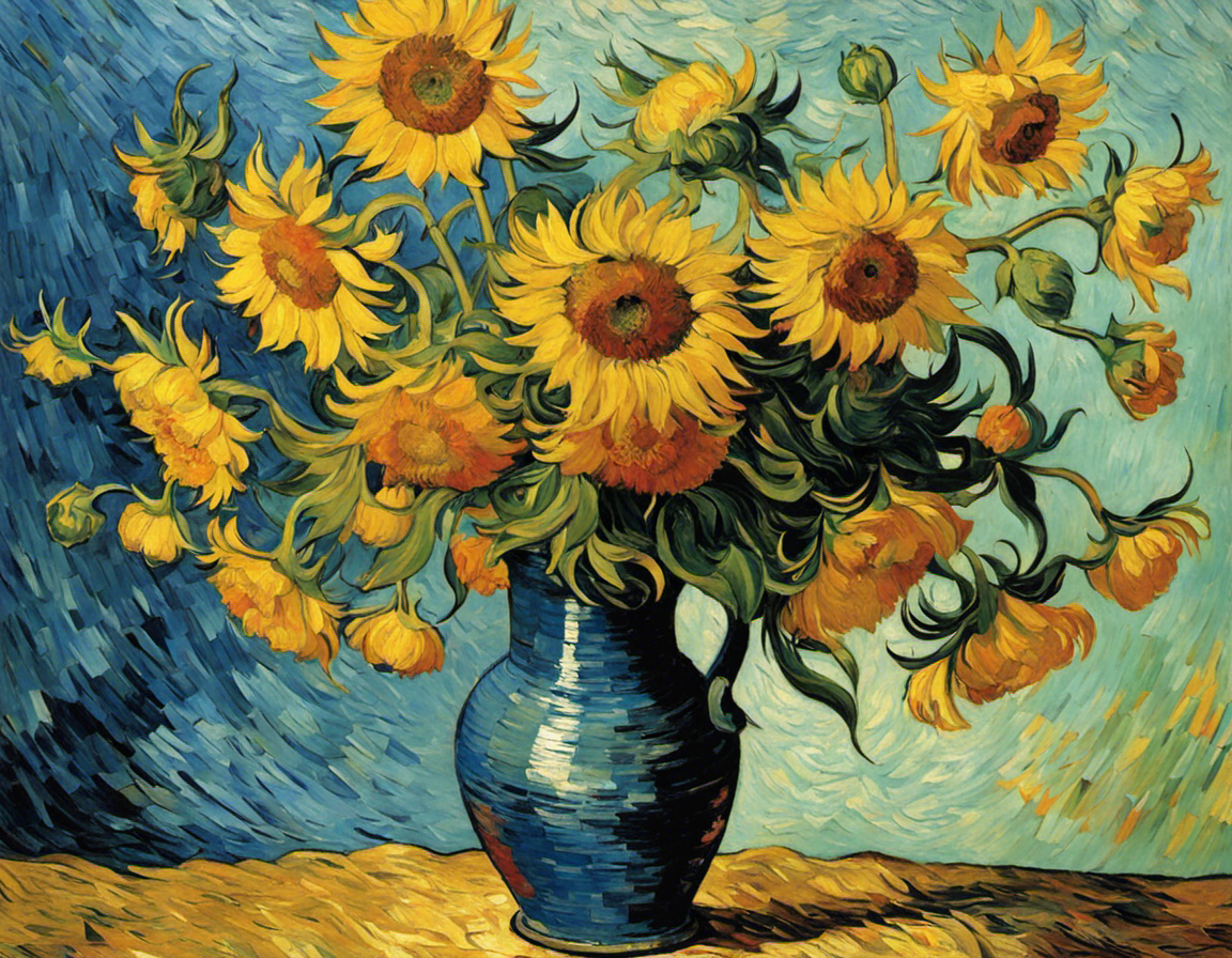 Painting capturing the passionate turbulence of nature and human emotion, sunflowers - Poster