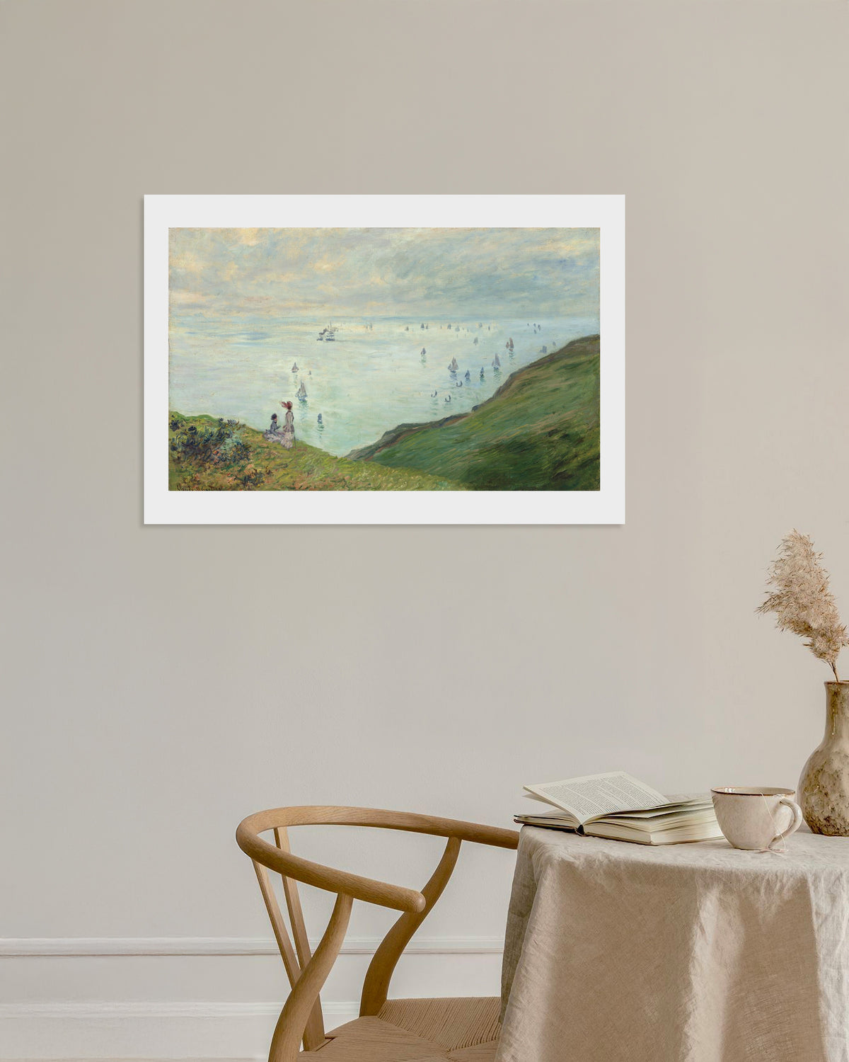 Claude Monet’n Jyrkänteitä Pourvillessa (1882) -juliste