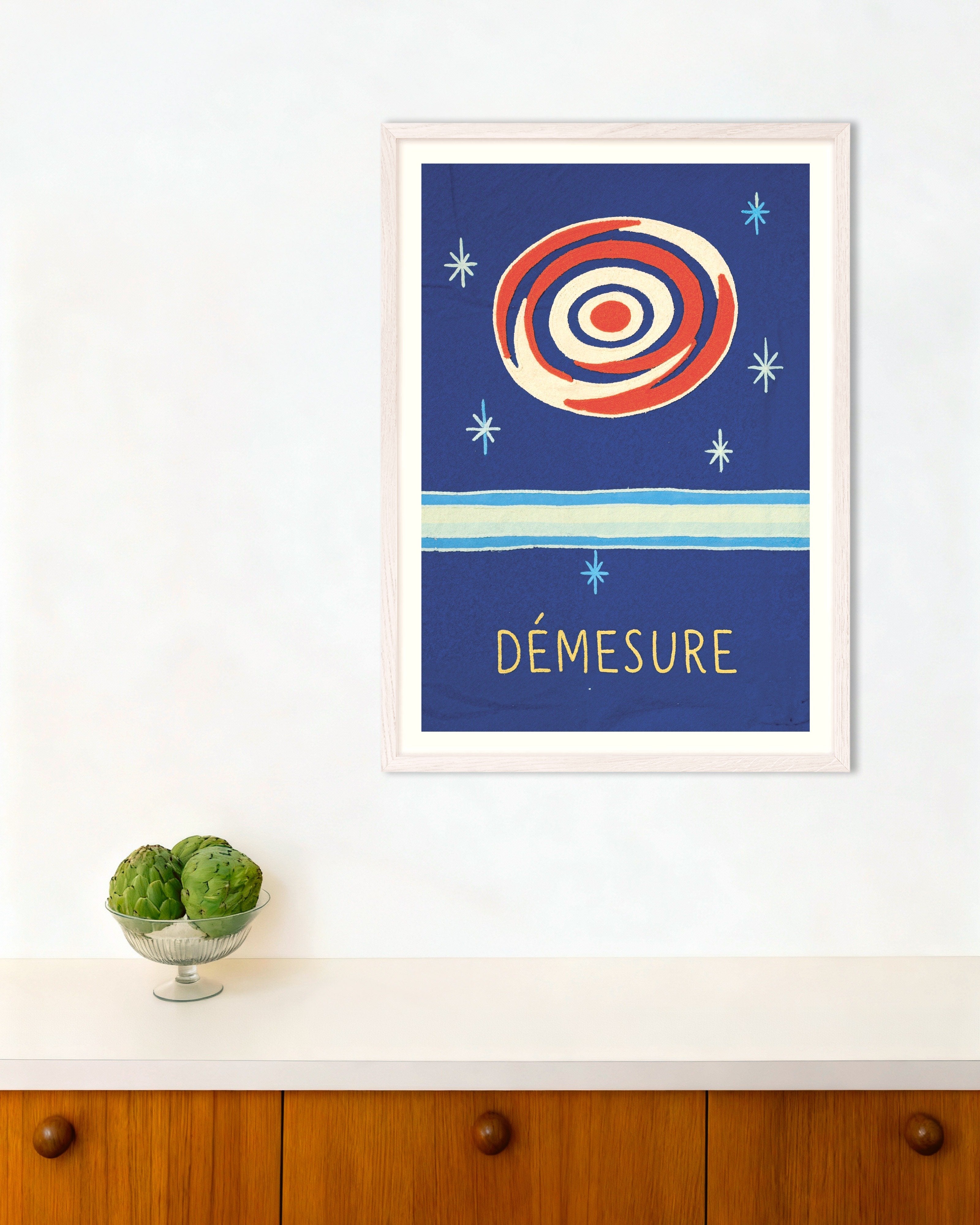 Poster of Démesure Cosmic Spiral Poster, with white wooden frame