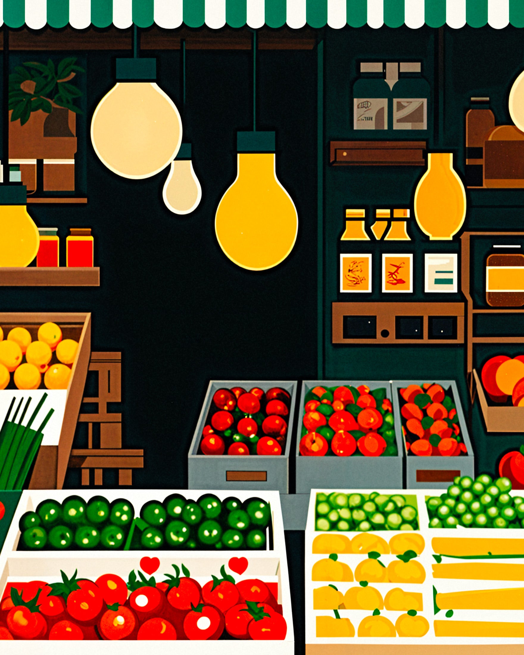 Grocery store, fruits and vegetables - Poster