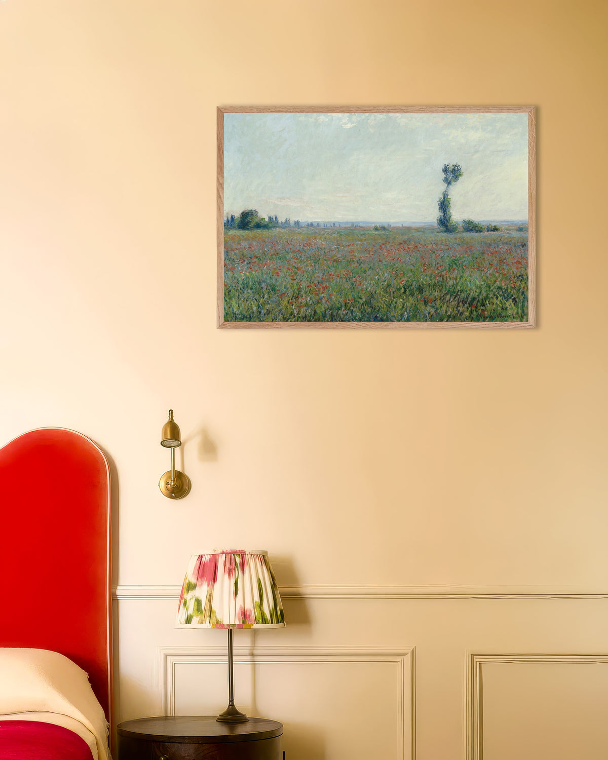 Claude Monet’n Unikkopelto -juliste luonnonvärisessä puukehyksessä