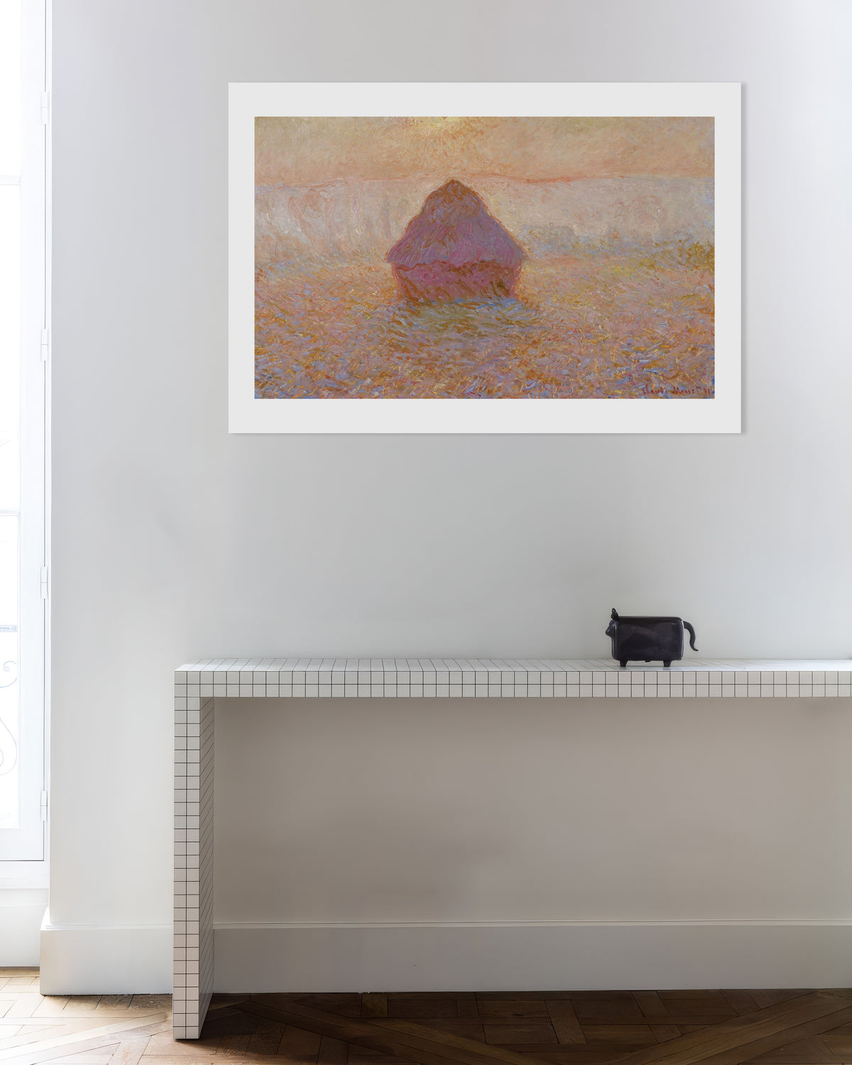 Claude Monet’n Viljasuova, aurinko usvassa (1891) -juliste