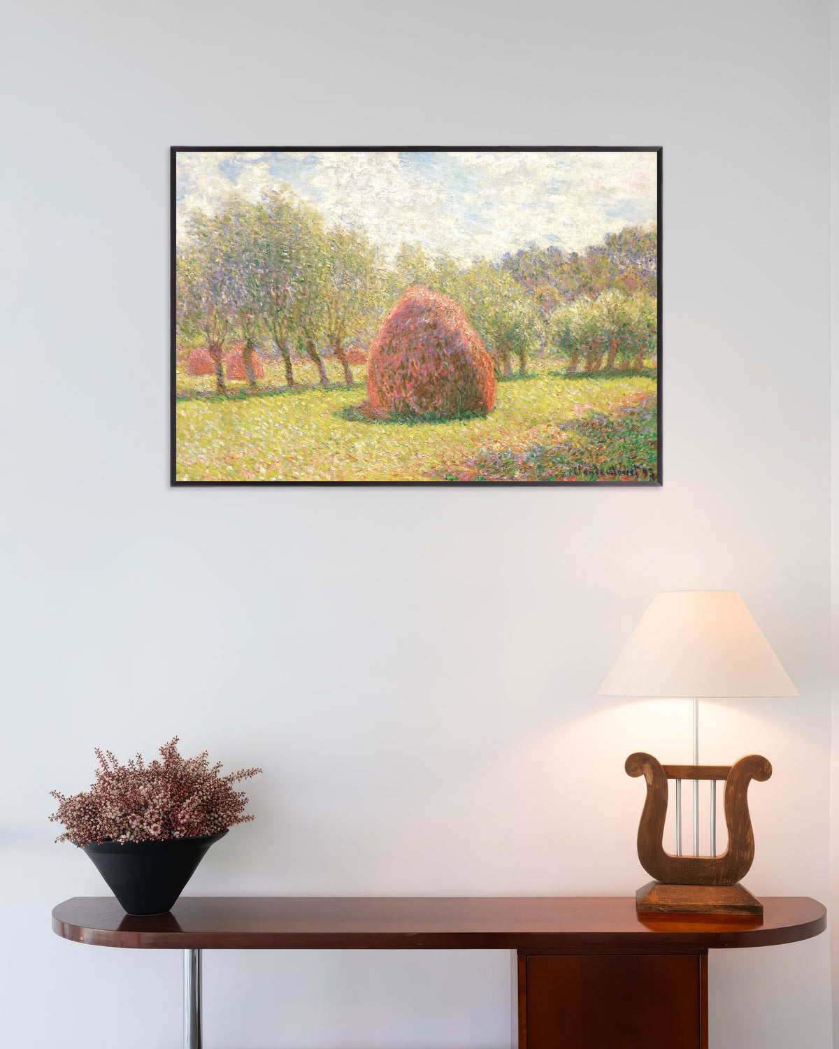 Claude Monet’n Heinäsuovat Givernyssä (1893) -juliste metallikehyksessä