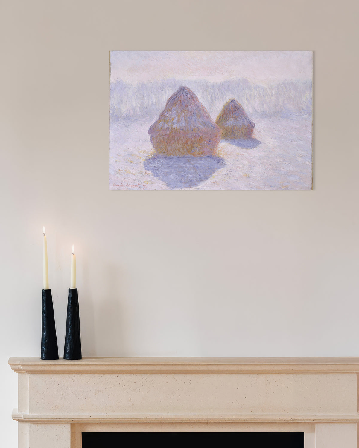 Claude Monet’n Viljasuovat, lumi ja aurinko (1891) -juliste