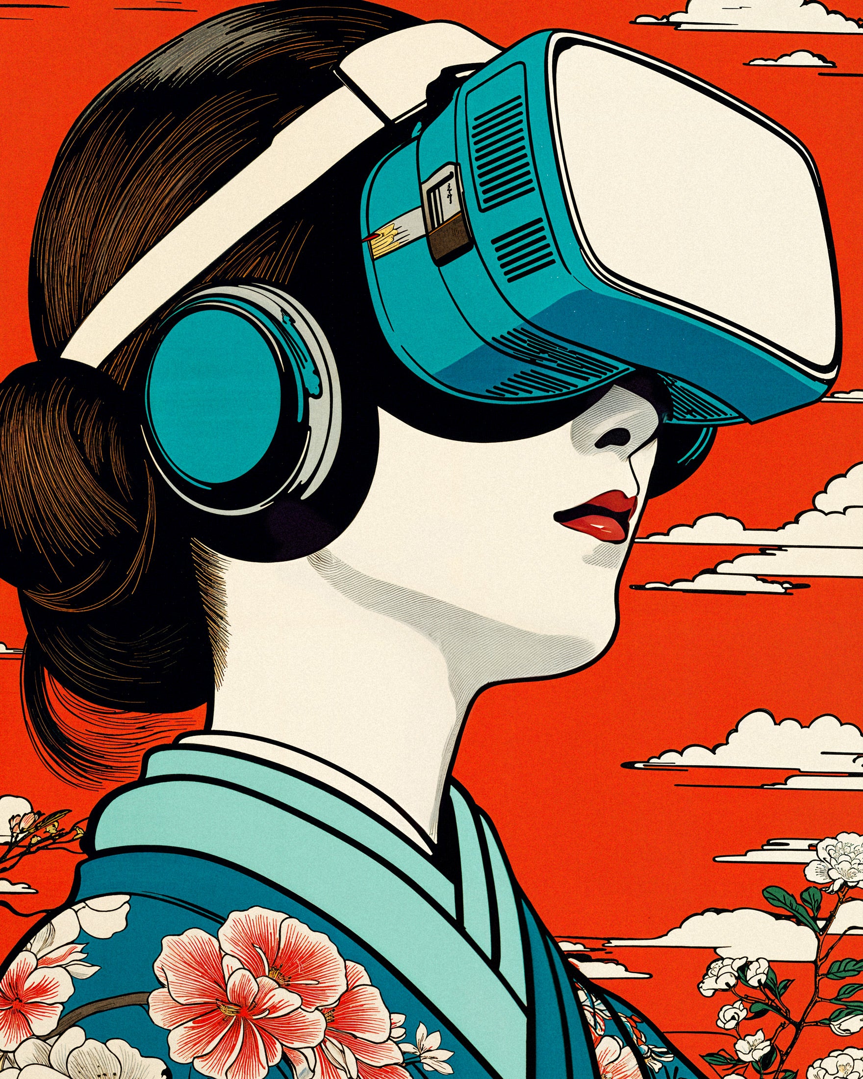 "Geisha VR" Poster - Hiroshige Tribute x Modern Technology