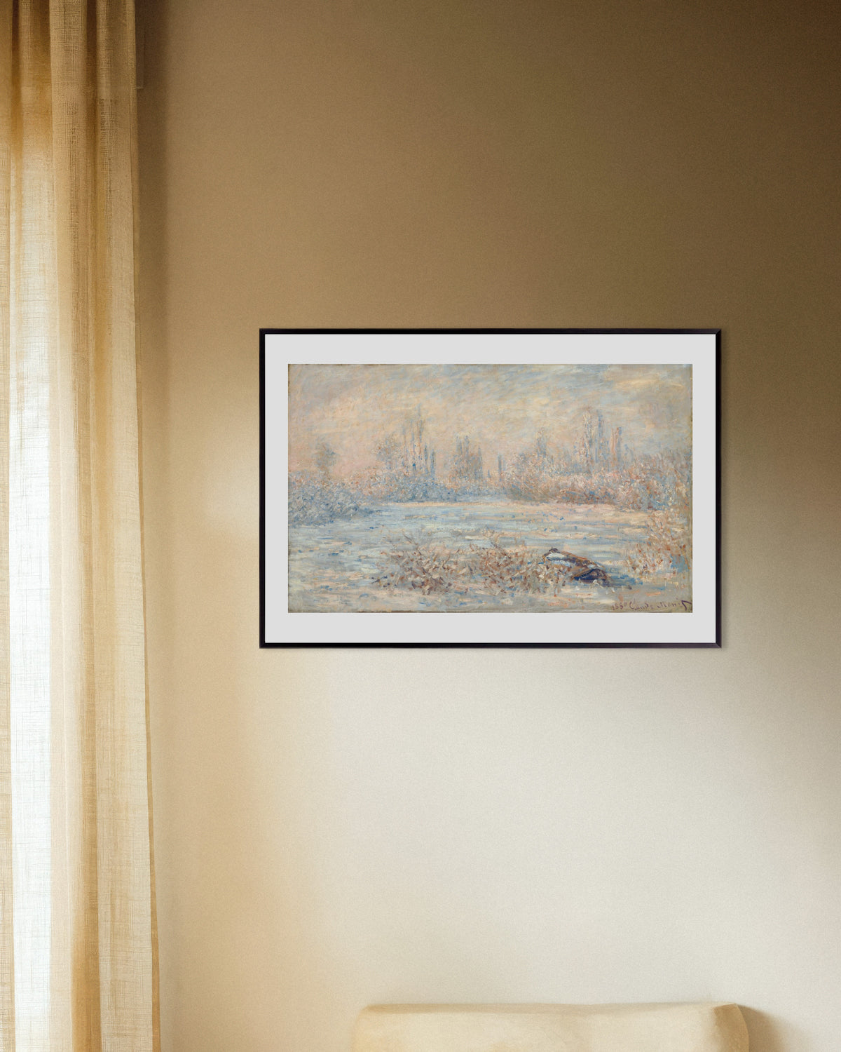 Claude Monet’n Huurre (1880) -juliste metallikehyksessä