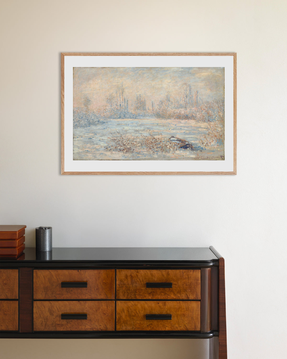 Claude Monet’n Huurre (1880) -juliste luonnonvärisessä puukehyksessä