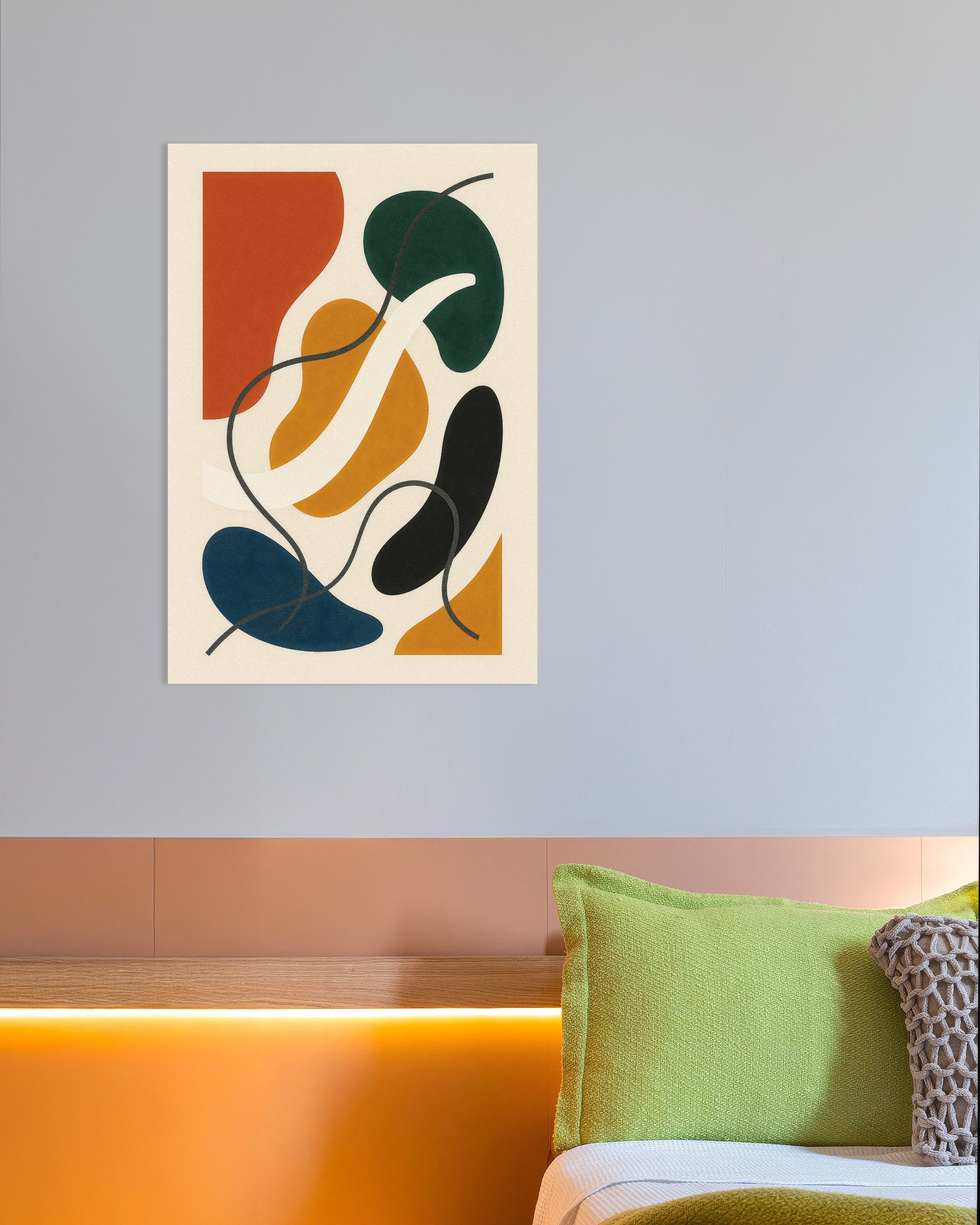 Poster of Inflections 02 – colorful abstract poster with organic shapes