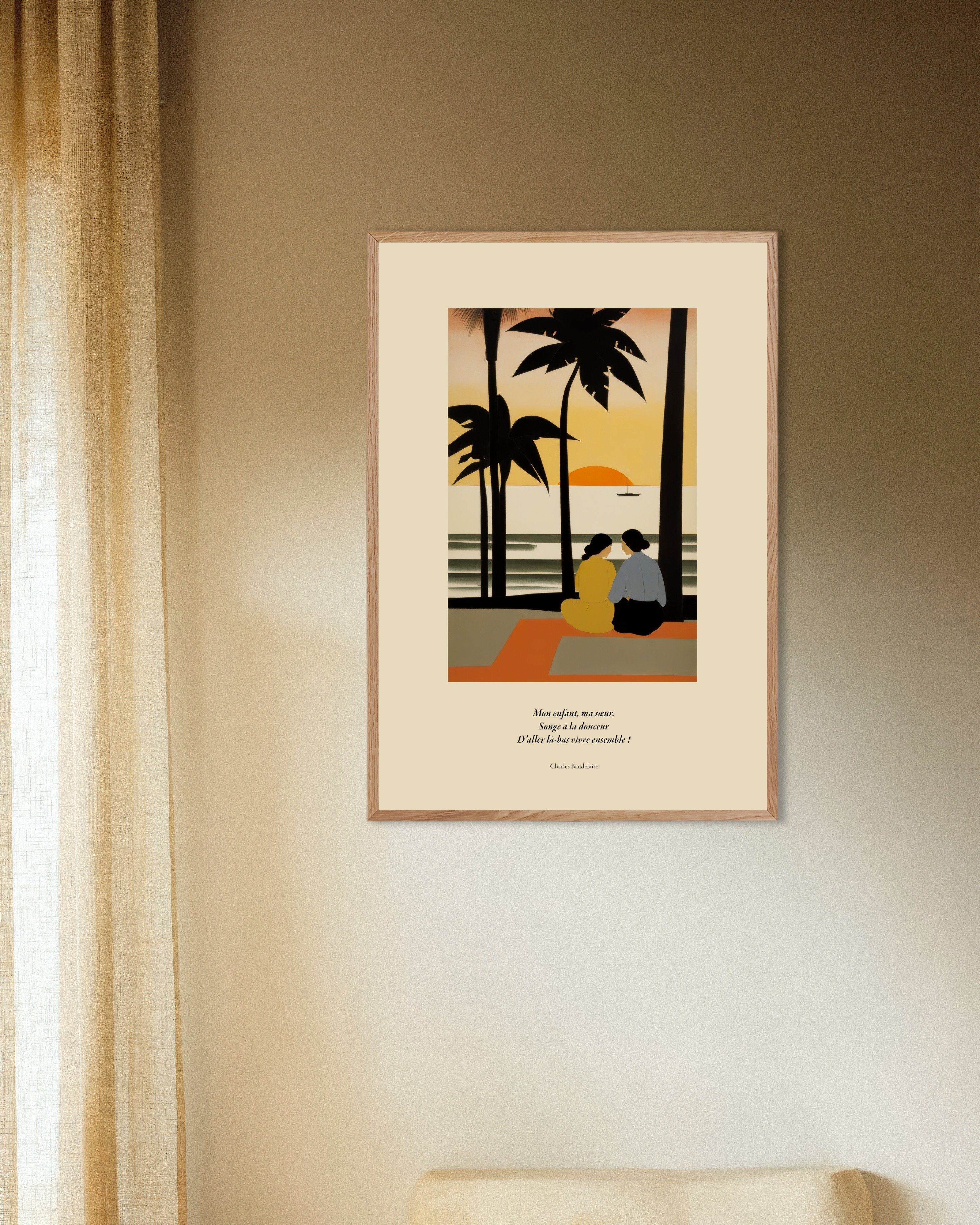 Poster of Invitation to sweetness, Baudelaire - Poster, french, with natural wooden frame