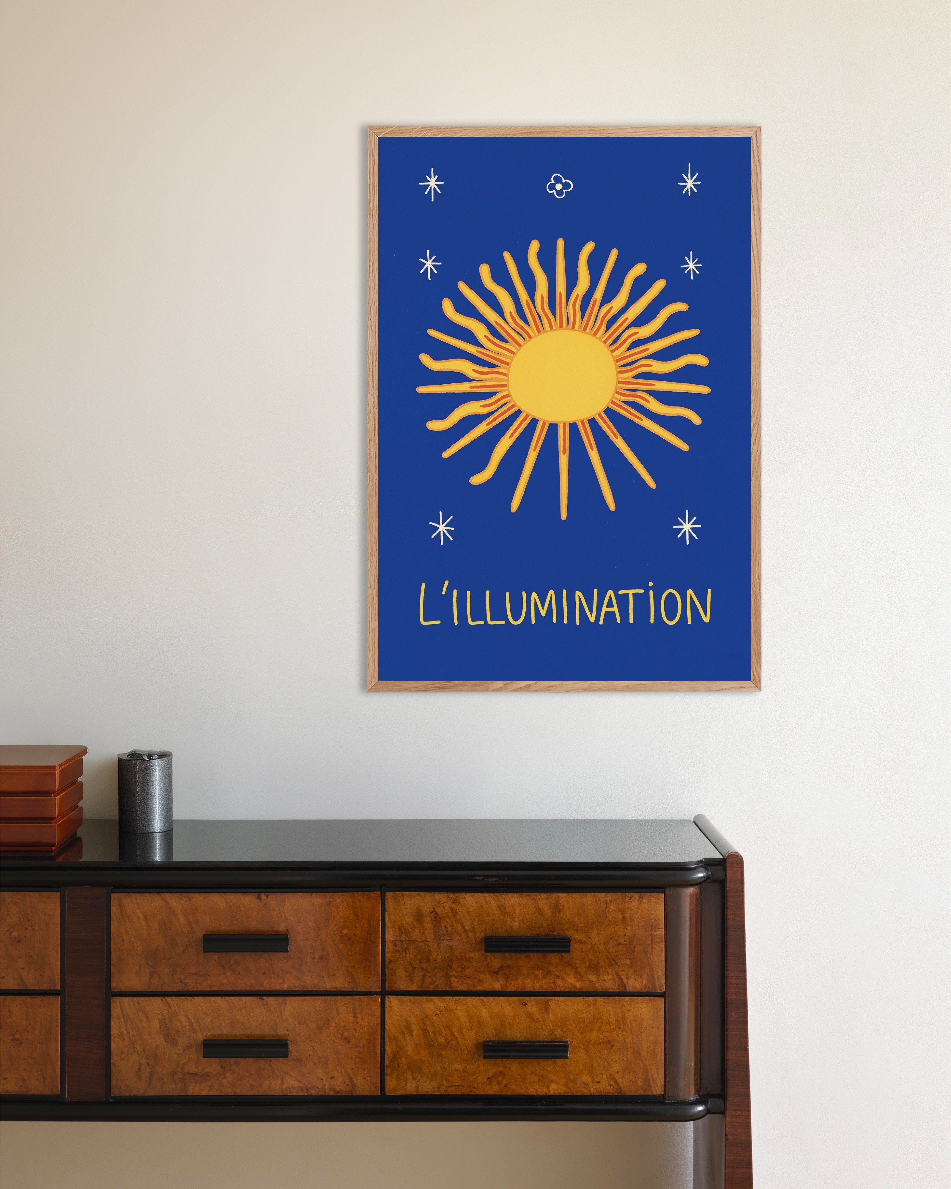 Poster of L’Illumination - Sun Poster, with natural wooden frame