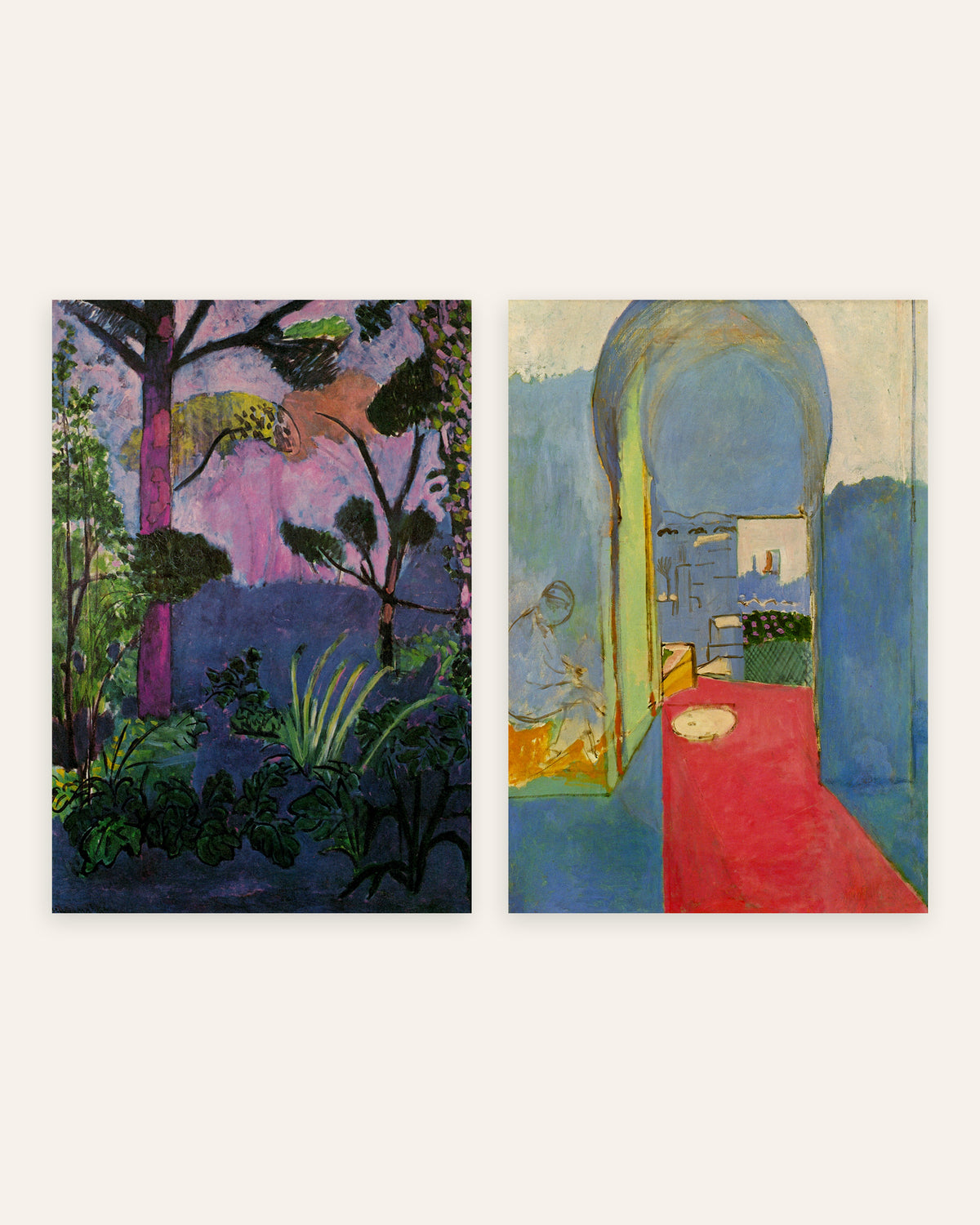Matisse-julisteet, 2 kpl setti: Marokkolainen maisema (Akantus) ja Kasbahin sisäänkäynti, ilman kehystä