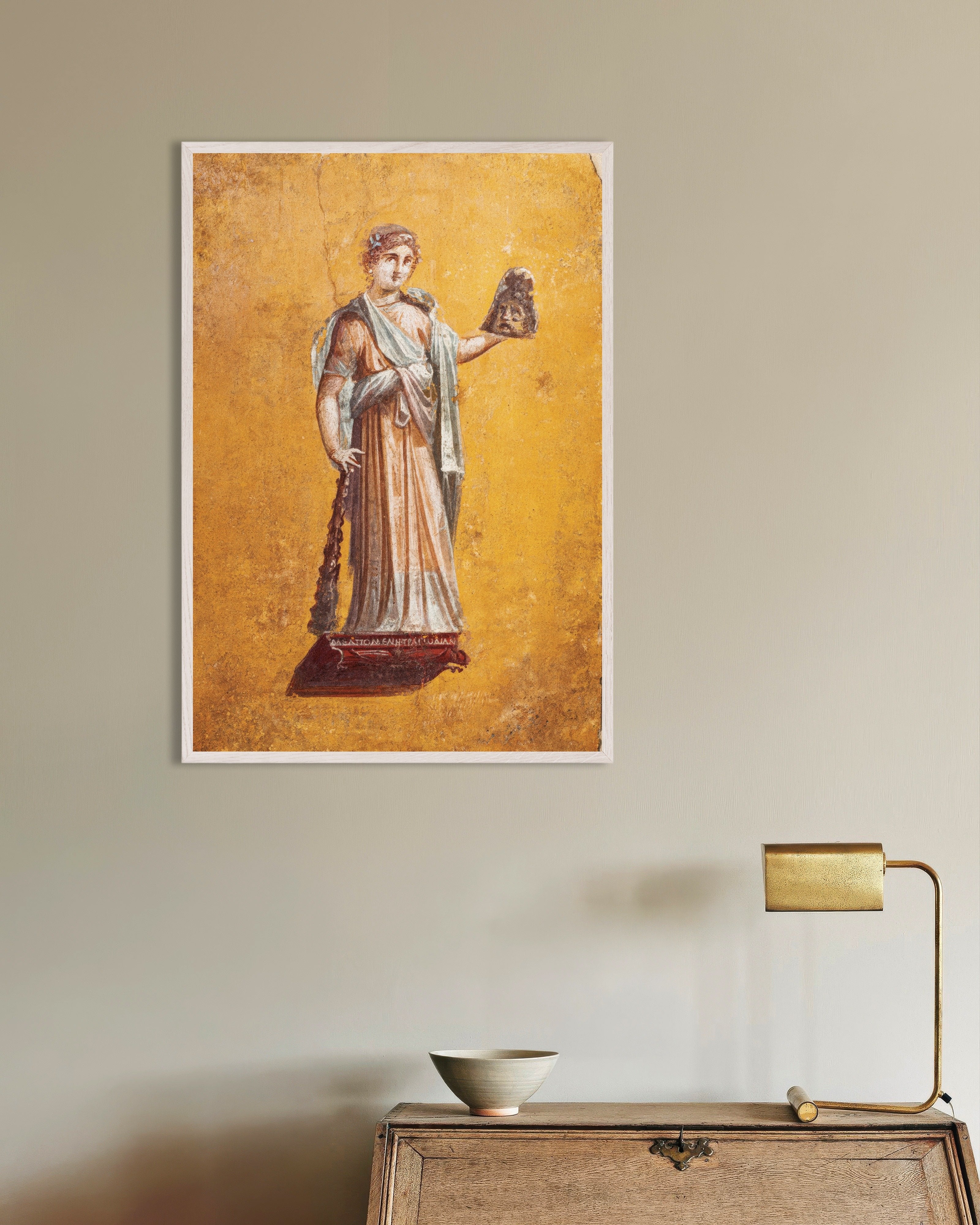 Poster of Melpomene muse of tragedy poster, with white wooden frame