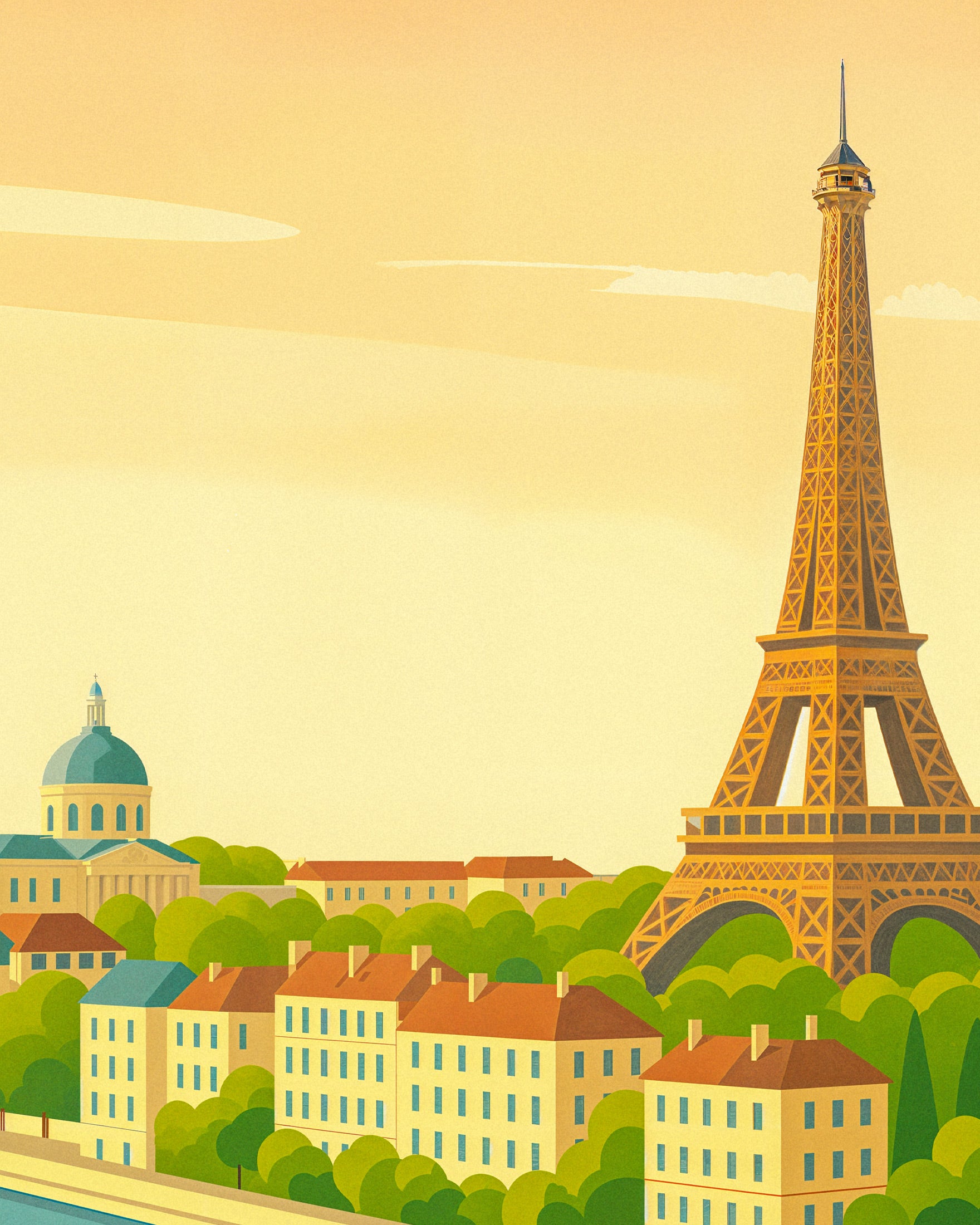 Paris – Retro style Illustration of the Eiffel Tower Poster