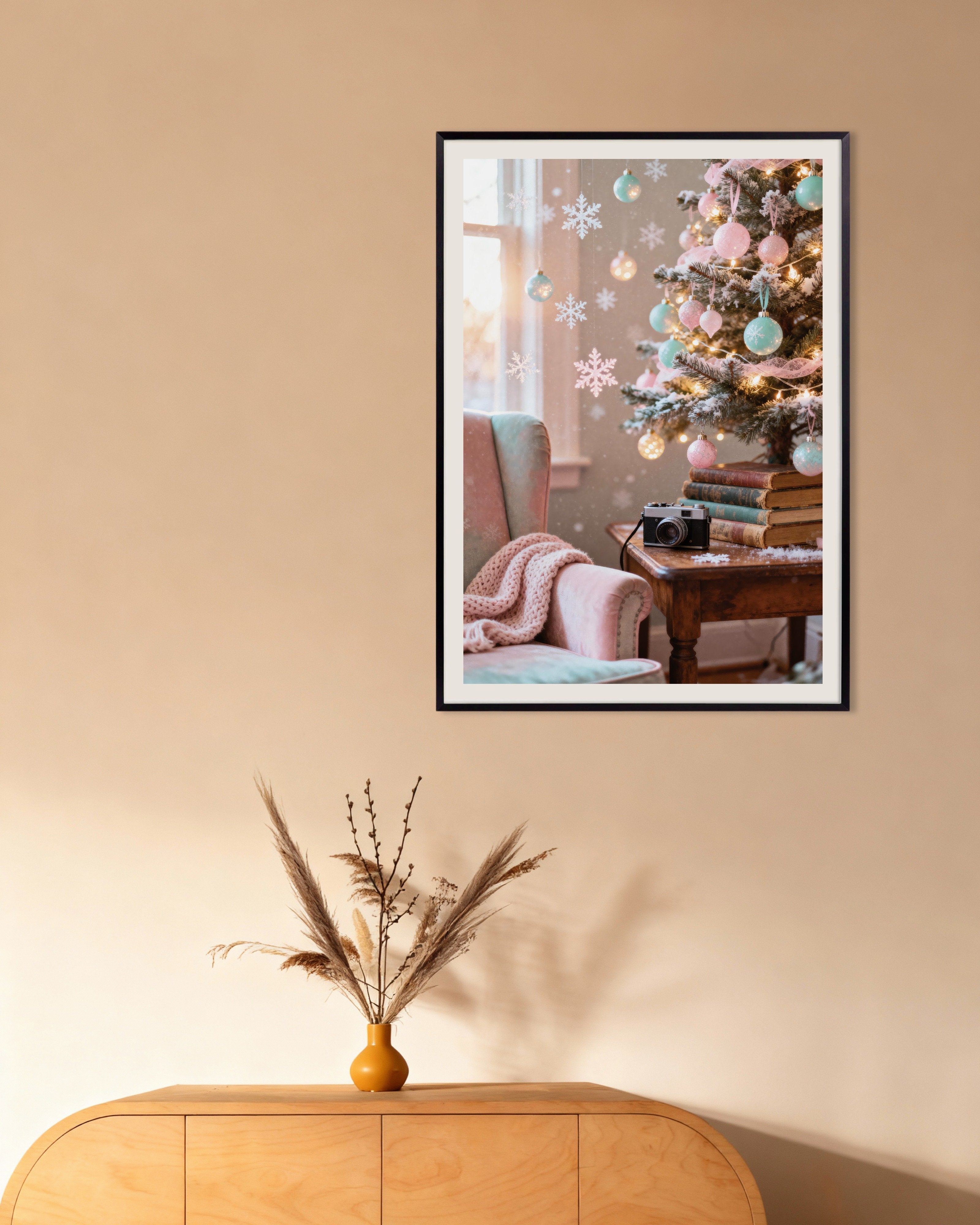 Poster of Pastel Christmas tree poster, with metal frame