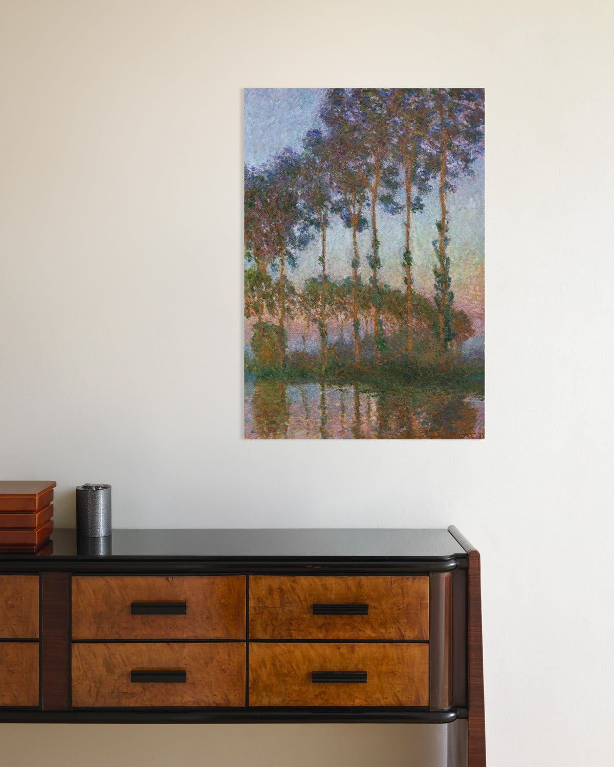 Claude Monet’n Poppeleita Epte-joen rannalla, hämärä (1891) -juliste