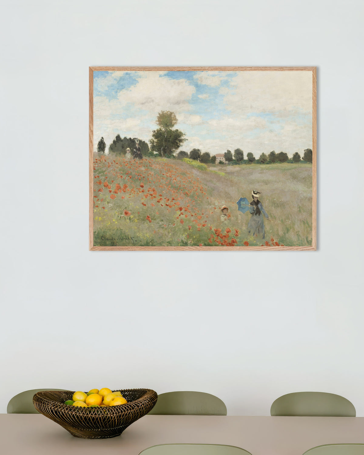 Claude Monet’n Unikot (1873) -juliste luonnonvärisessä puukehyksessä