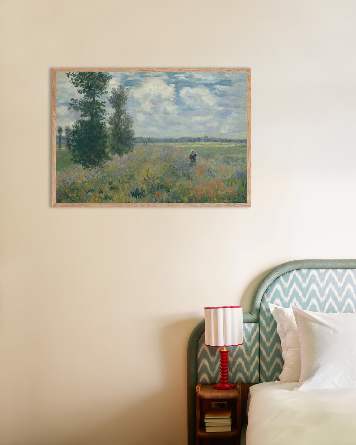 Claude Monet’n Unikkopeltoja Argenteuilin lähellä (1875) -juliste luonnonvärisessä puukehyksessä