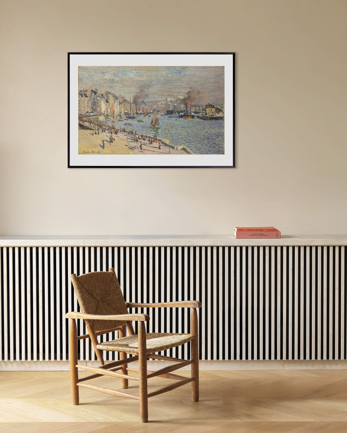 Claude Monet’n Le Havren satama (1874) -juliste metallikehyksessä