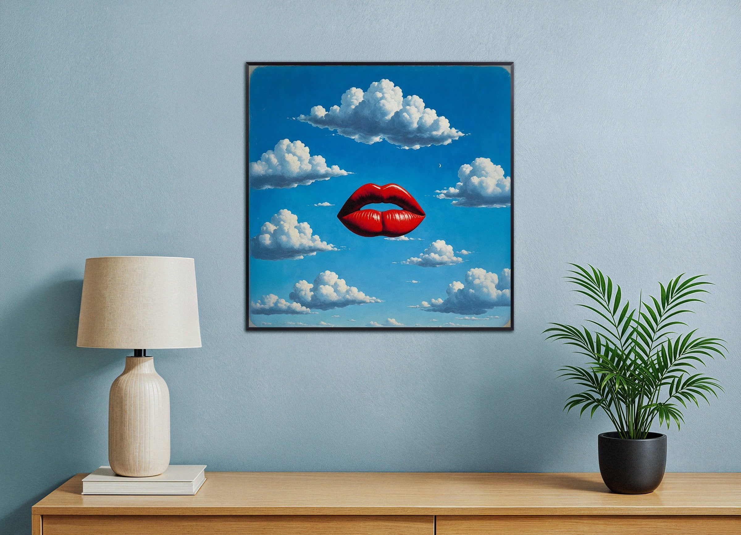 Red Lips Poster – Dreamlike Surrealism Art
