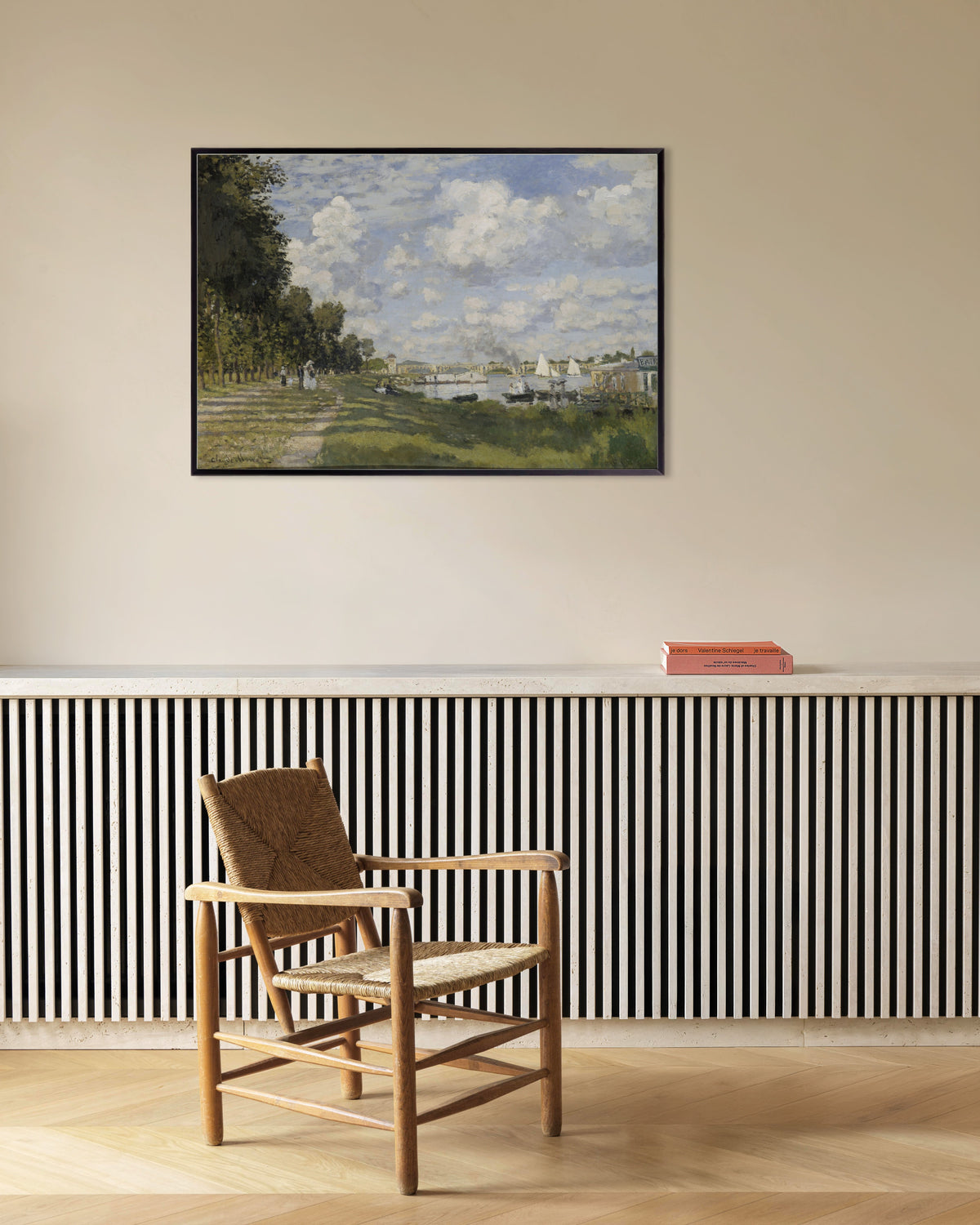 Claude Monet’n Argenteuilin allas (n. 1872) -juliste metallikehyksessä