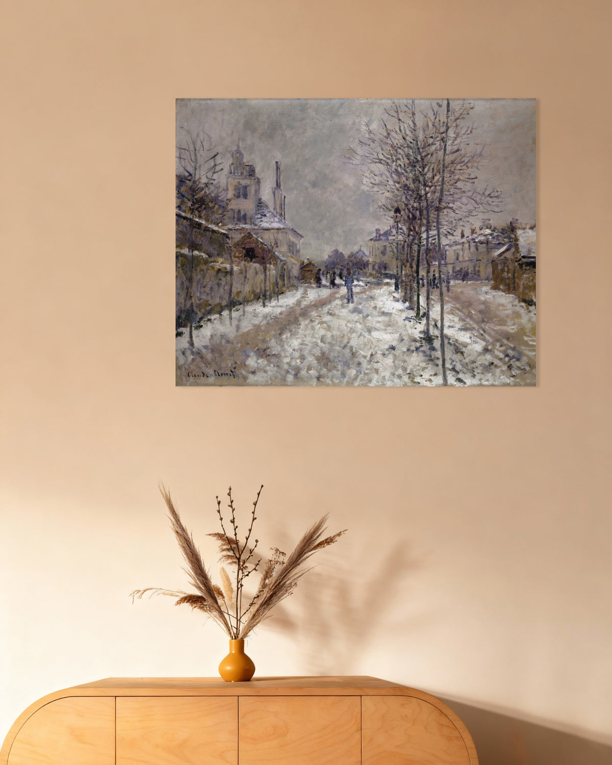 Claude Monet’n Boulevard de Pontoise Argenteuilissa, lunta (1875) -juliste