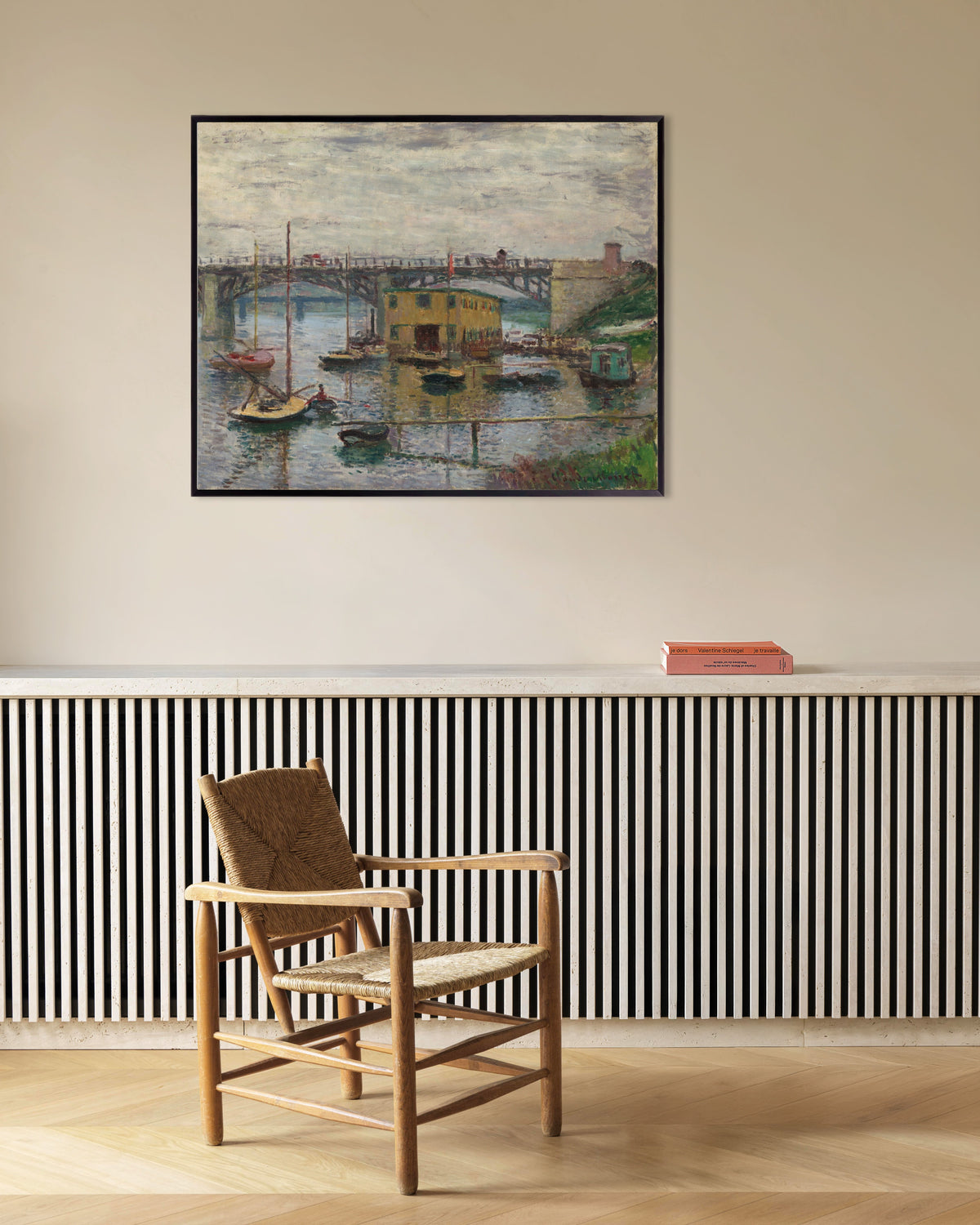 Claude Monet’n Argenteuilin silta harmaana päivänä (n. 1876) -juliste metallikehyksessä