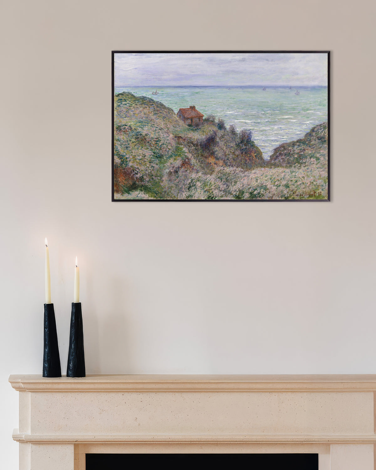 Claude Monet’n Tullimiehen maja (1882) -juliste metallikehyksessä