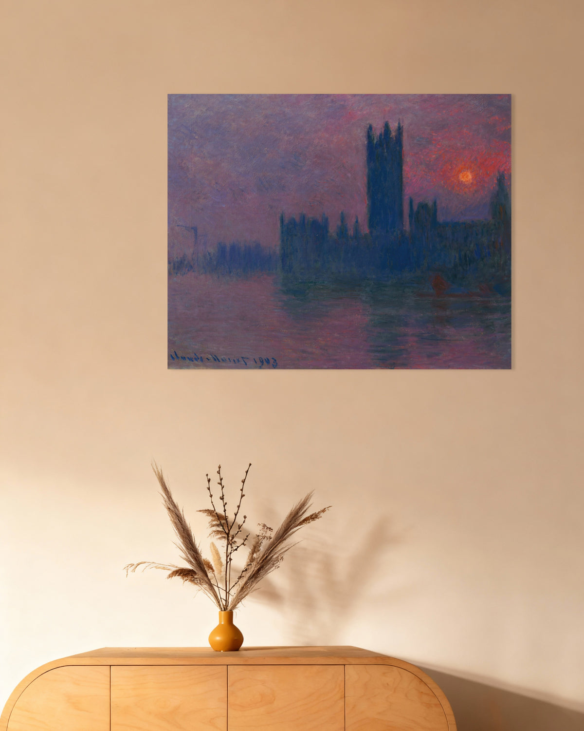 Claude Monet’n Parlamenttitalo, laskeva aurinko (1900–1903) -juliste