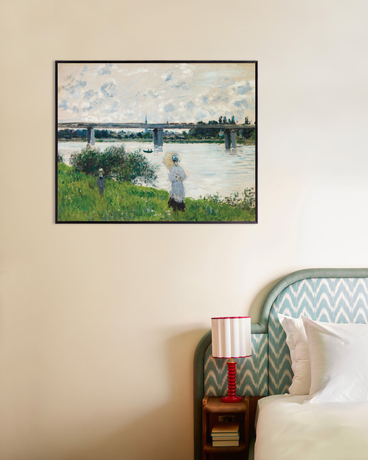 Claude Monet’n Kävely rautatiesillan luona, Argenteuil (1874) -juliste metallikehyksessä