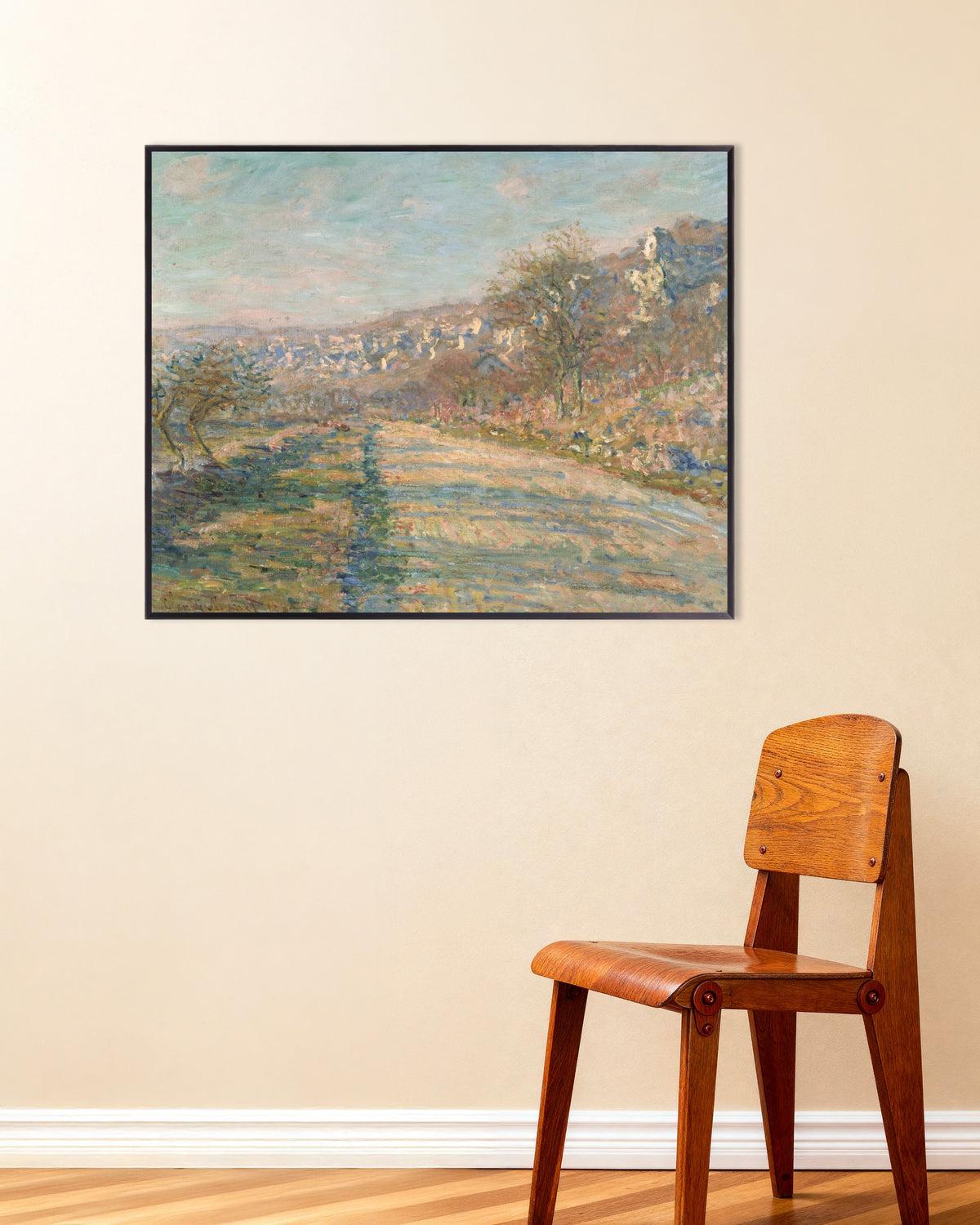 Claude Monet’n Tie La Roche-Guyoniin (1880) -juliste metallikehyksessä