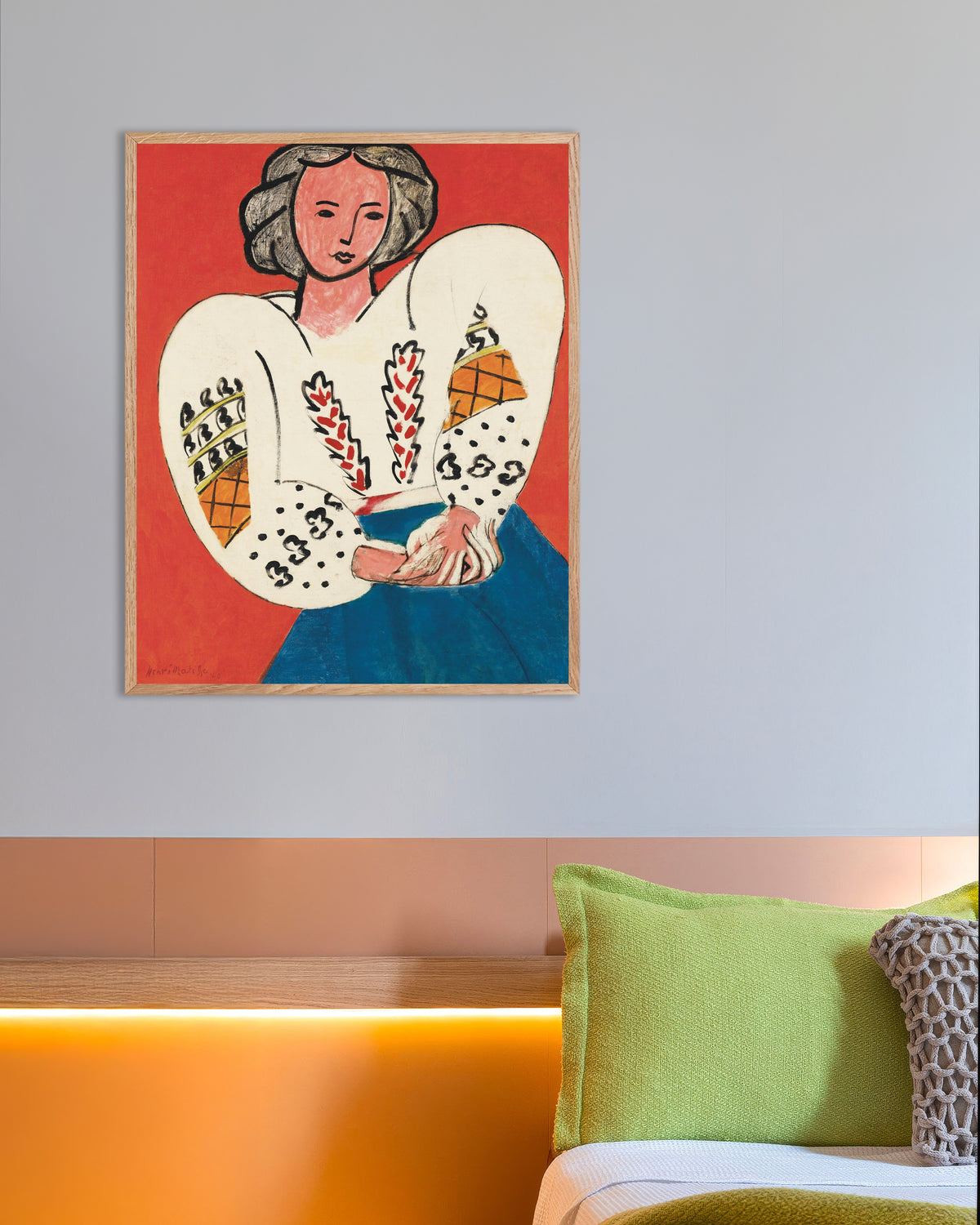 Henri Matisse: Romanialainen pusero (1940) -Juliste luonnonvärisessä puukehyksessä