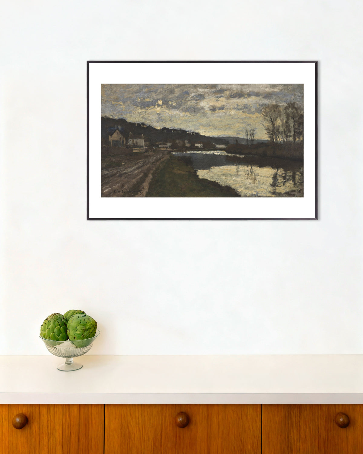 Claude Monet’n Seine Bougivalissa (1870) -juliste metallikehyksessä