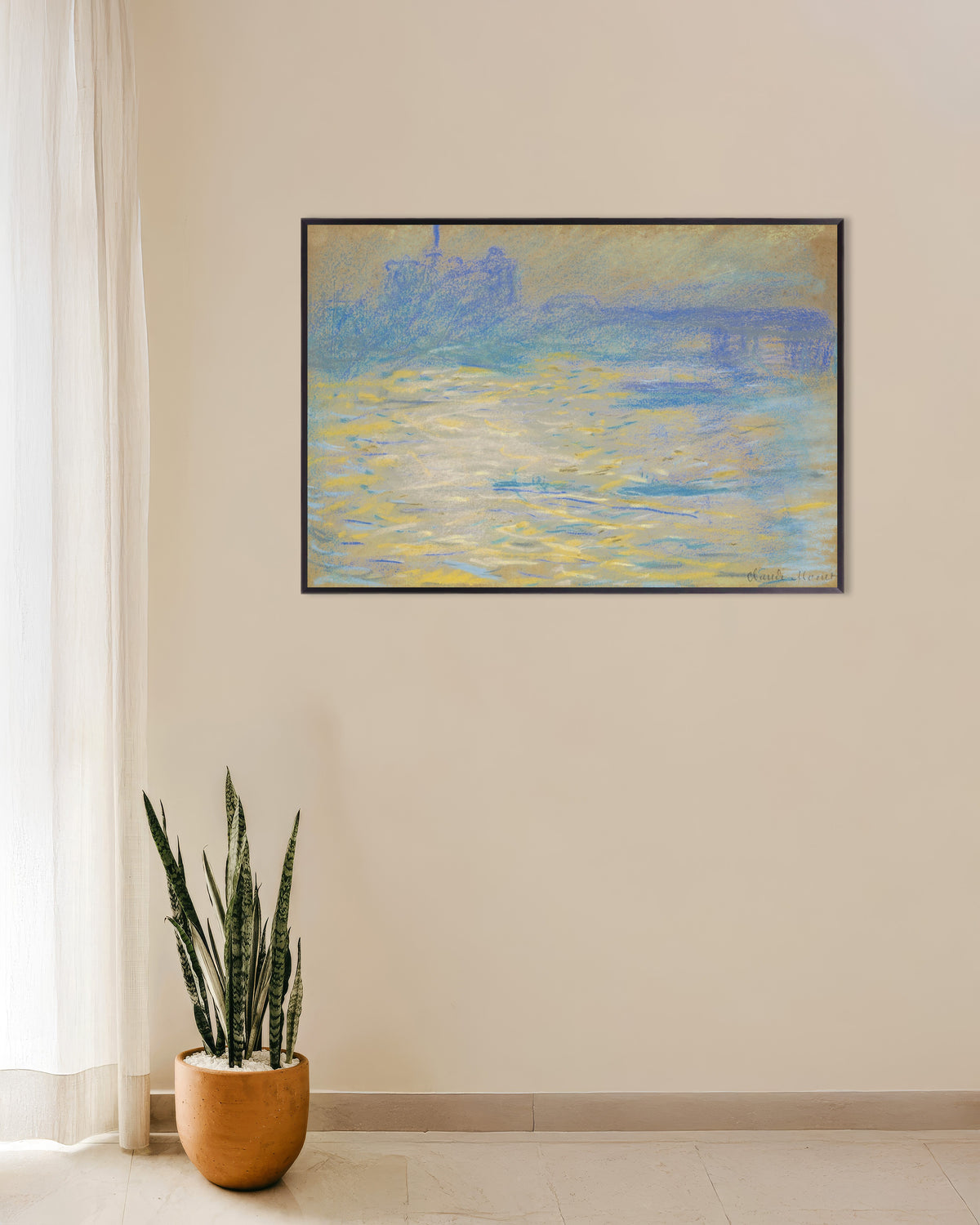 Claude Monet’n Thames (1901) -juliste metallikehyksessä