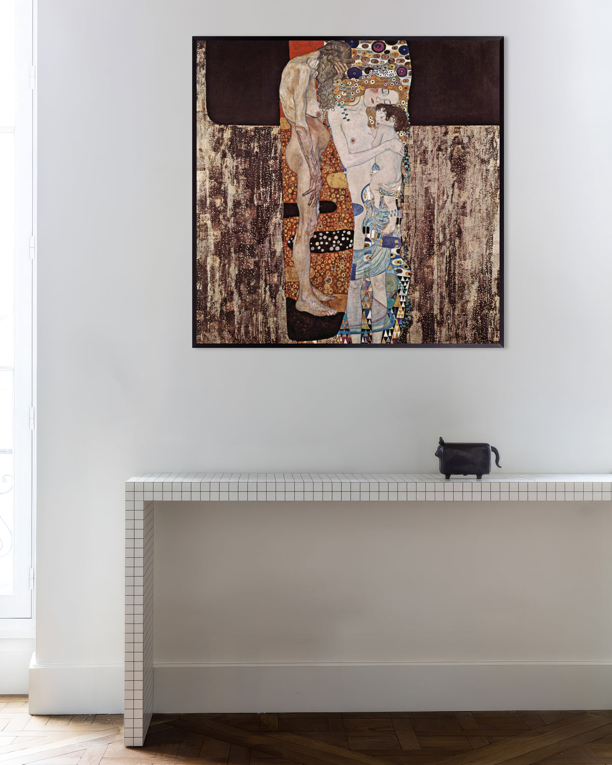 Gustav Klimtin Naisen kolme ikäkautta (1905) -juliste metallikehyksessä
