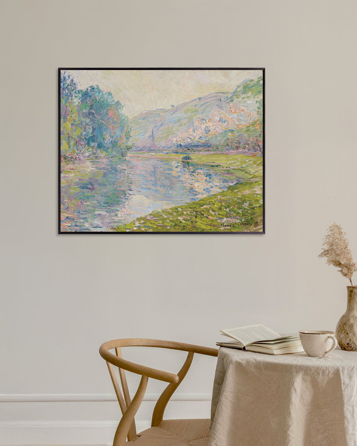 Claude Monet’n Juna Jeufossessa (1884) -juliste metallikehyksessä