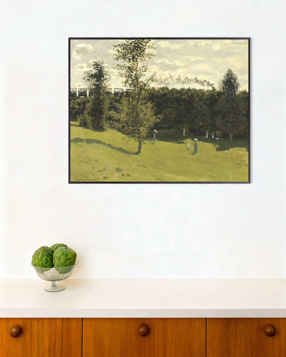 Claude Monet’n Juna maaseudulla (n. 1870) -juliste metallikehyksessä