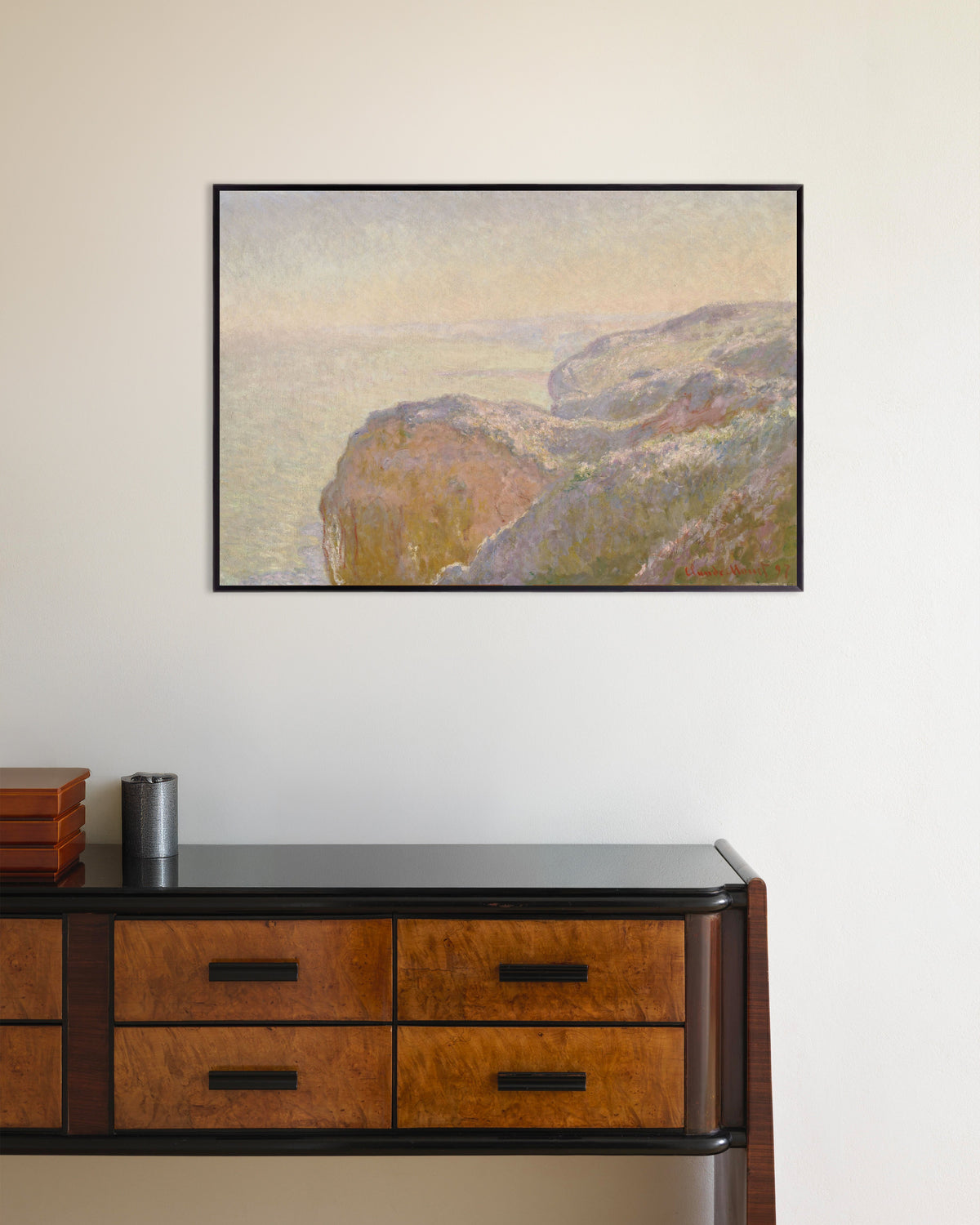 Claude Monet’n Val-Saint-Nicolas Dieppen lähellä, aamu (1897) -juliste metallikehyksessä