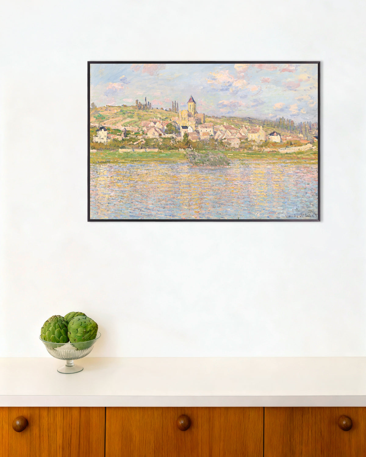 Claude Monet’n Vétheuil -juliste metallikehyksessä