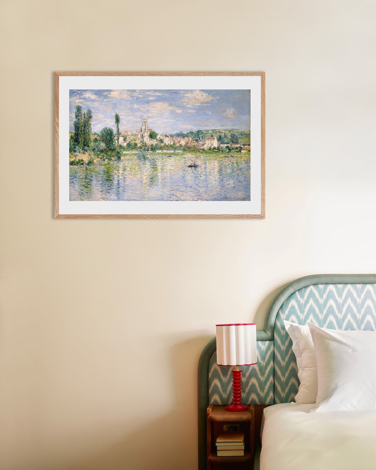 Claude Monet’n Vétheuil kesällä (1880) -juliste luonnonvärisessä puukehyksessä