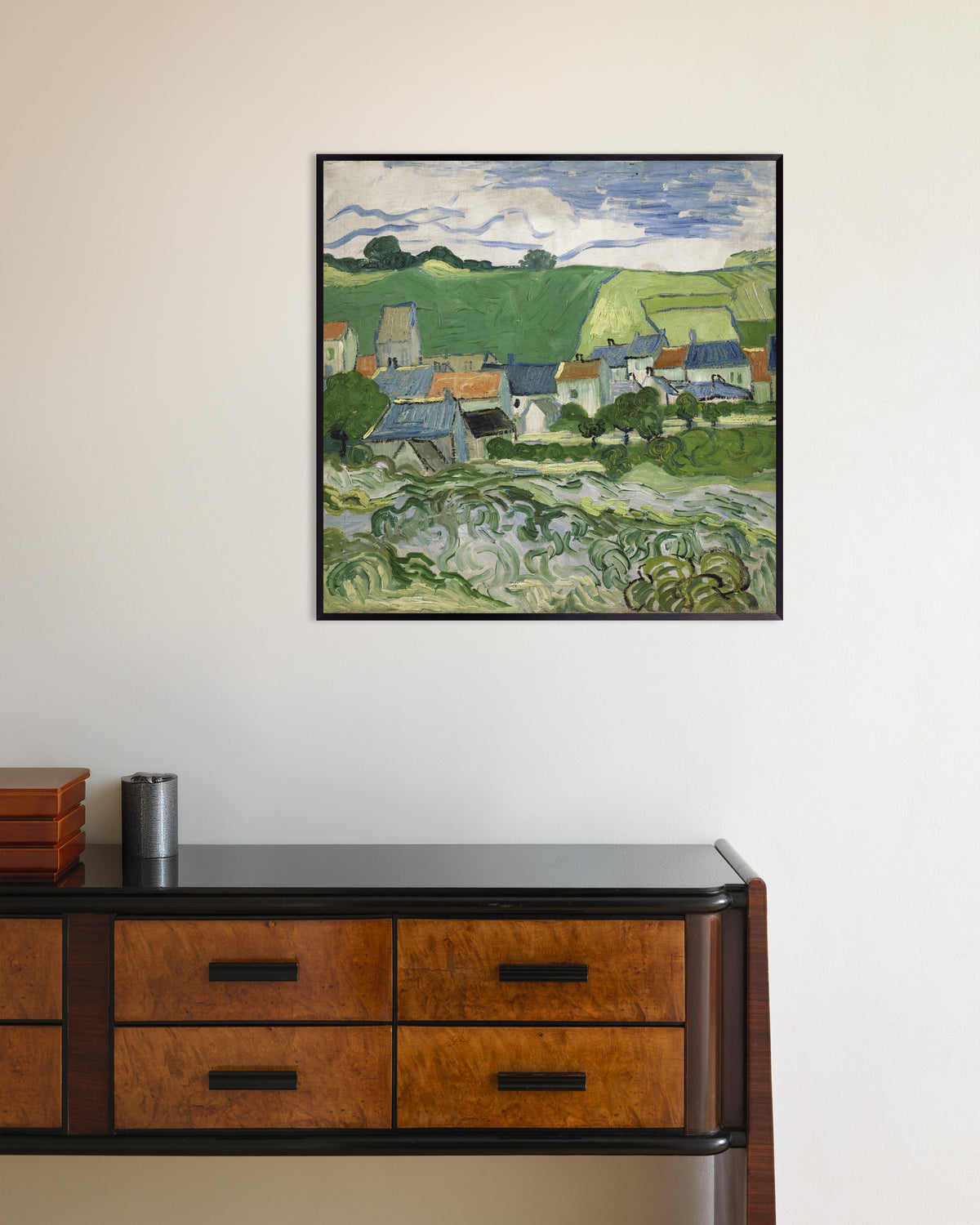 Vincent van Goghin teos Näkymä Auversista (1890), juliste metallikehyksellä