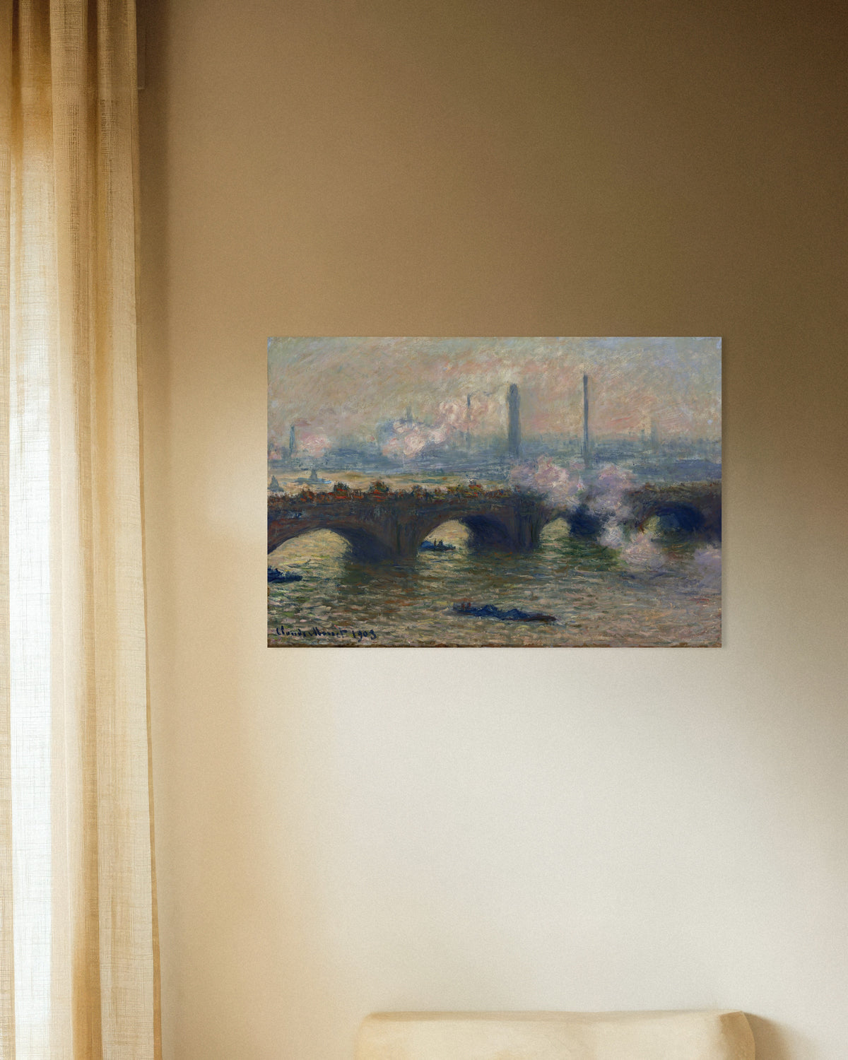 Claude Monet’n Waterloo Bridge, harmaa päivä (1903) -juliste