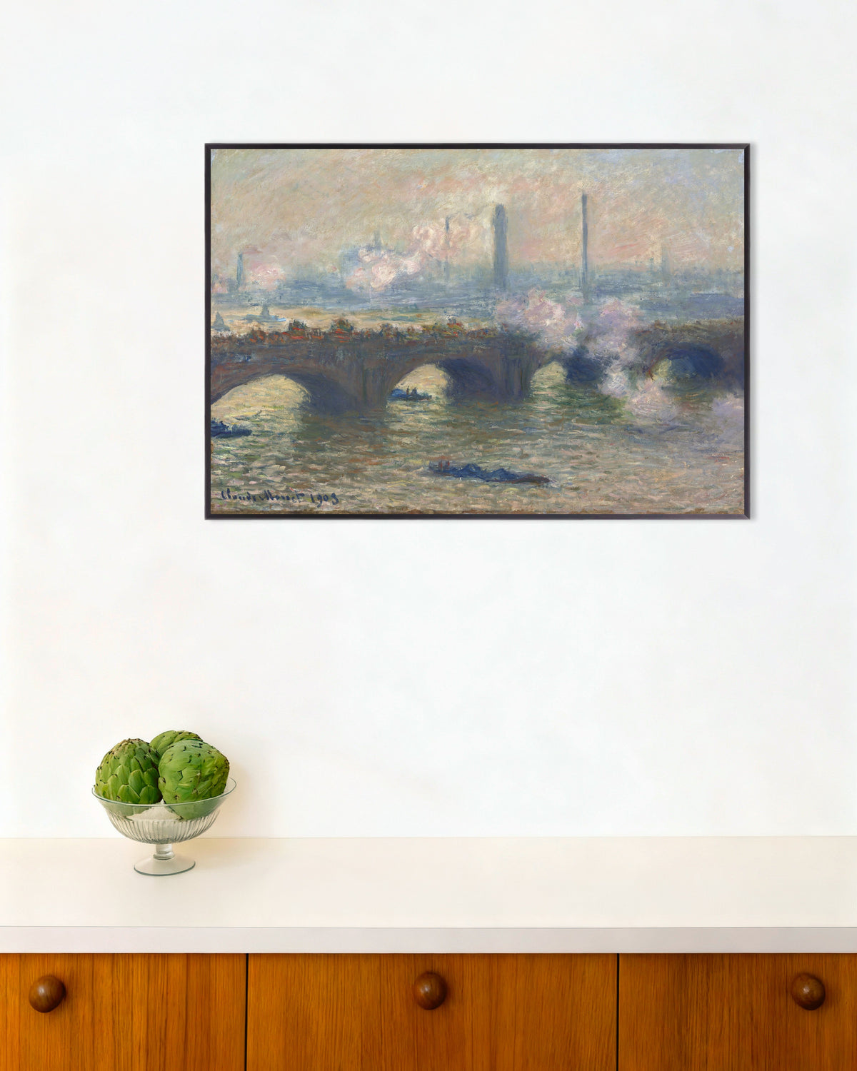 Claude Monet’n Waterloo Bridge, harmaa päivä (1903) -juliste metallikehyksessä