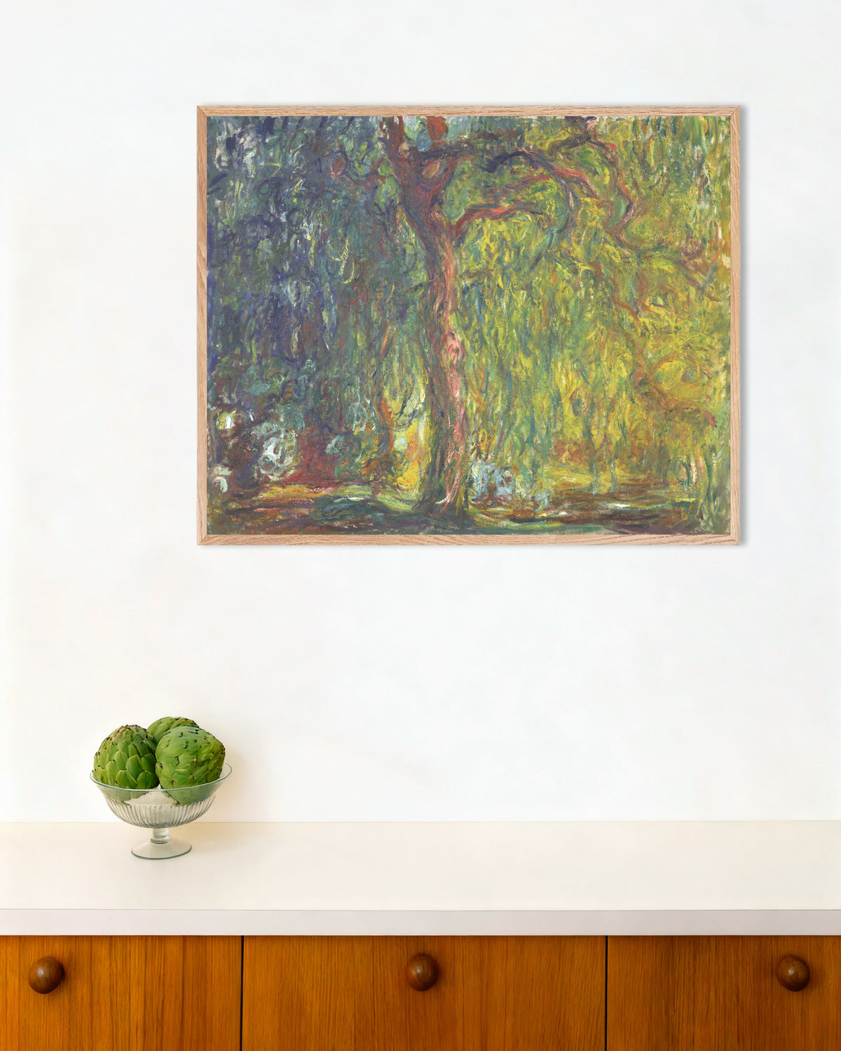 Claude Monet’n Riippapaju (1918–1919) -juliste luonnonvärisessä puukehyksessä