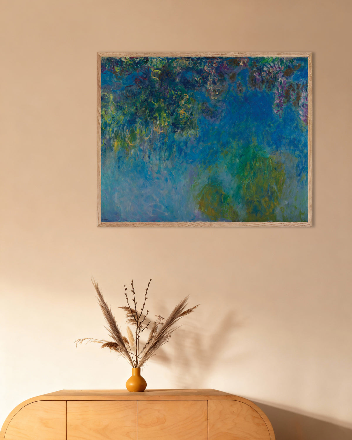 Claude Monet’n Sinisade (n. 1925) -juliste luonnonvärisessä puukehyksessä