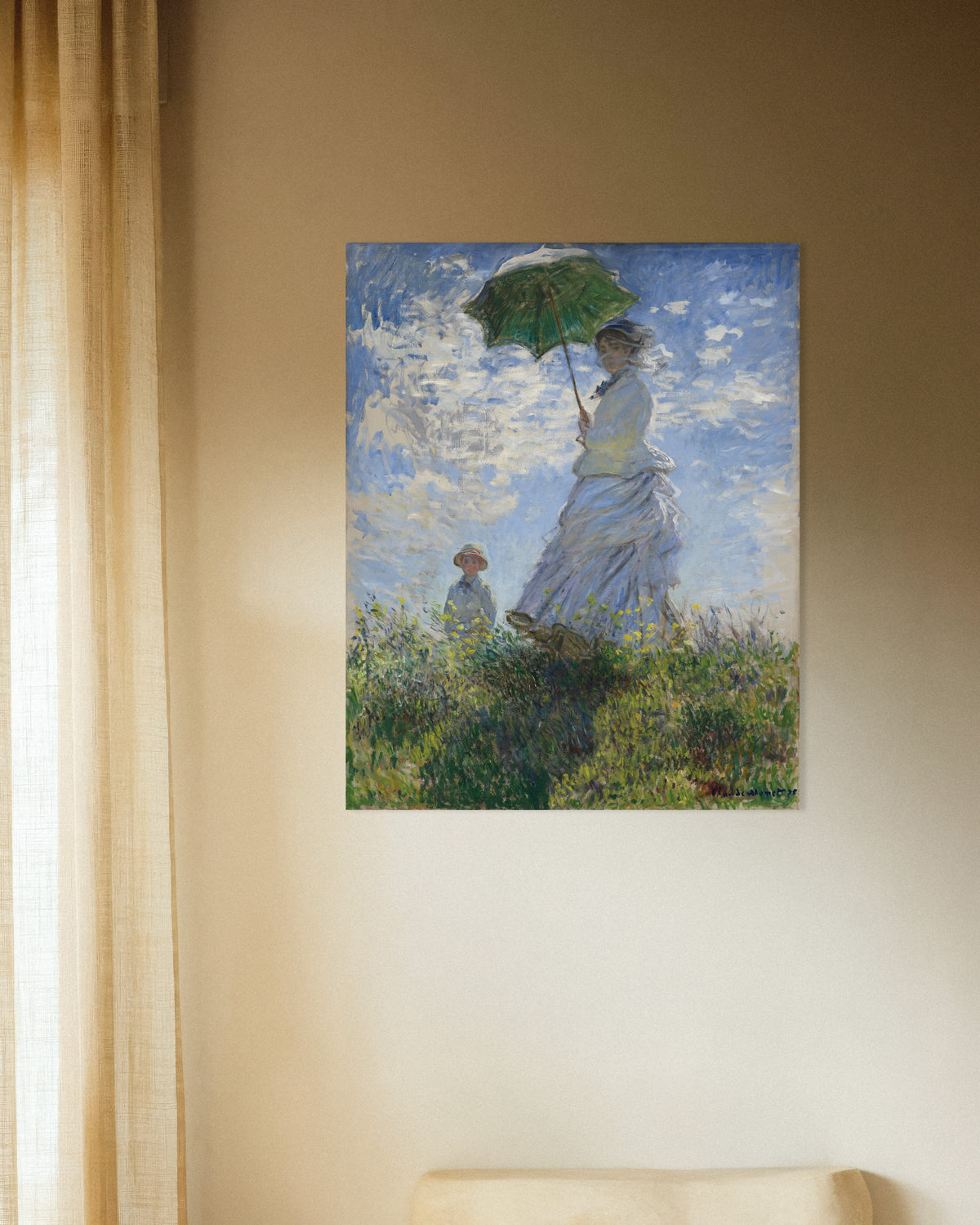Claude Monet’n Nainen ja päivänvarjo, Madame Monet ja hänen poikansa (1875) -juliste