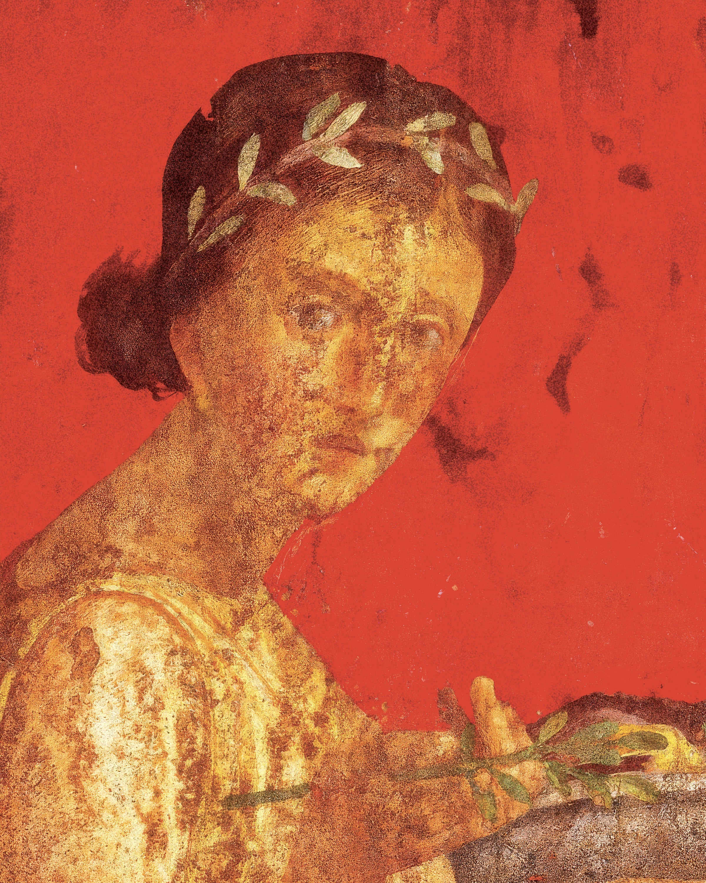 Nainen seppeleen kanssa Pompeijin freskojulisteessa